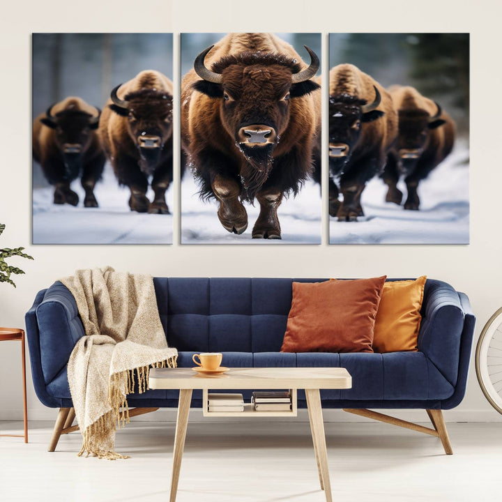 Buffalo Wall Art Canvas Print, American Bison Herd Wall Art Canvas Print