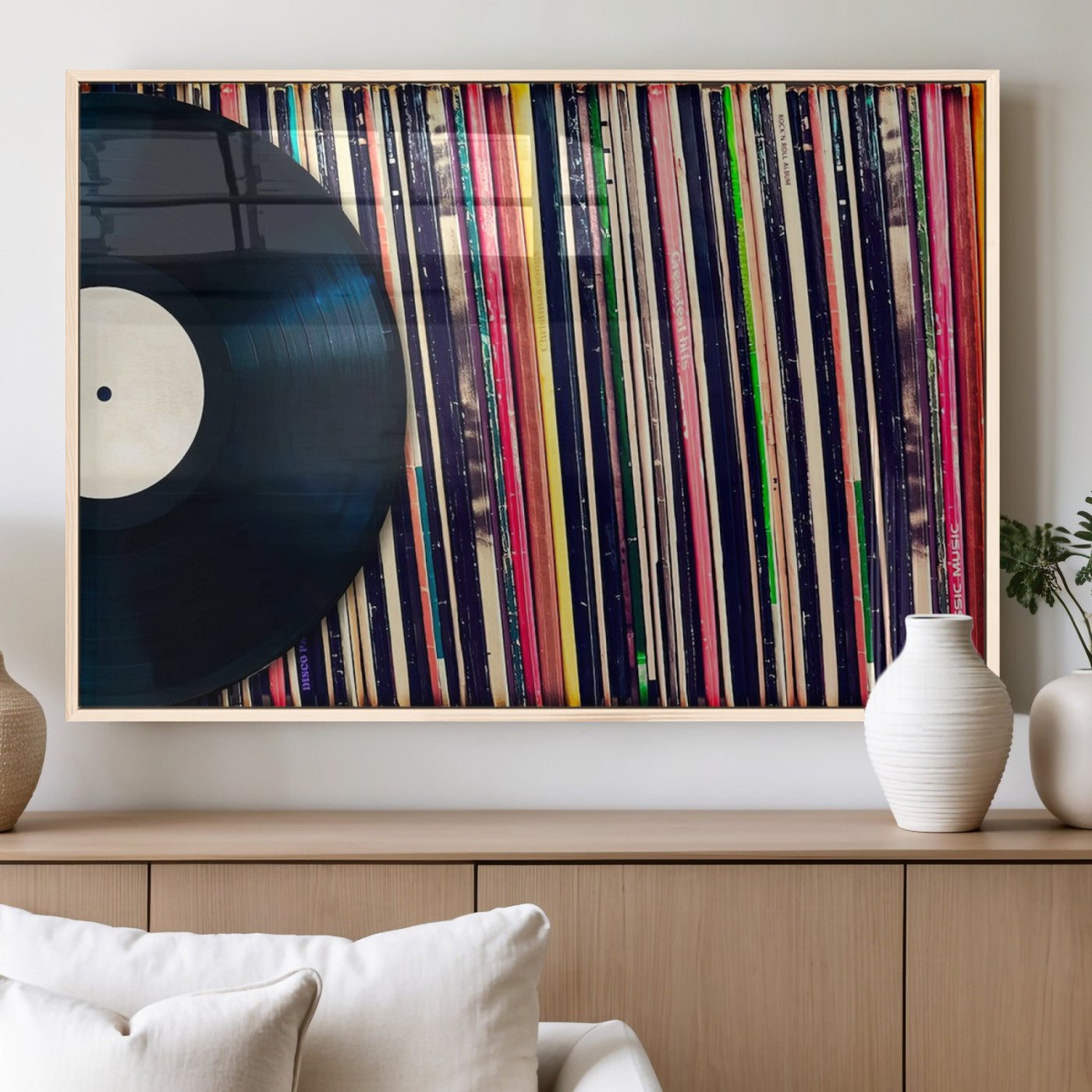 MGV-FP-36X24-3P - Vinyl Record and Album Collection Canvas Wall Art - Retro Music Decor, Vintage Vinyl, Vinyl Record