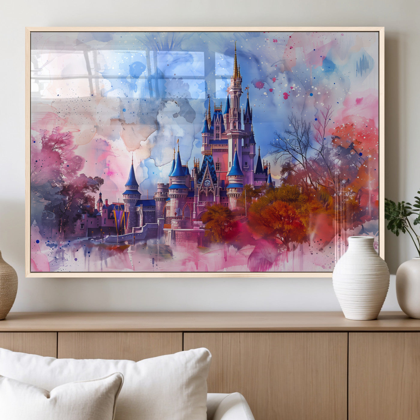 MGV-FP-36X24-3P - Disney Wall Art: Dreamy Watercolor Cinderella Castle Canvas Print