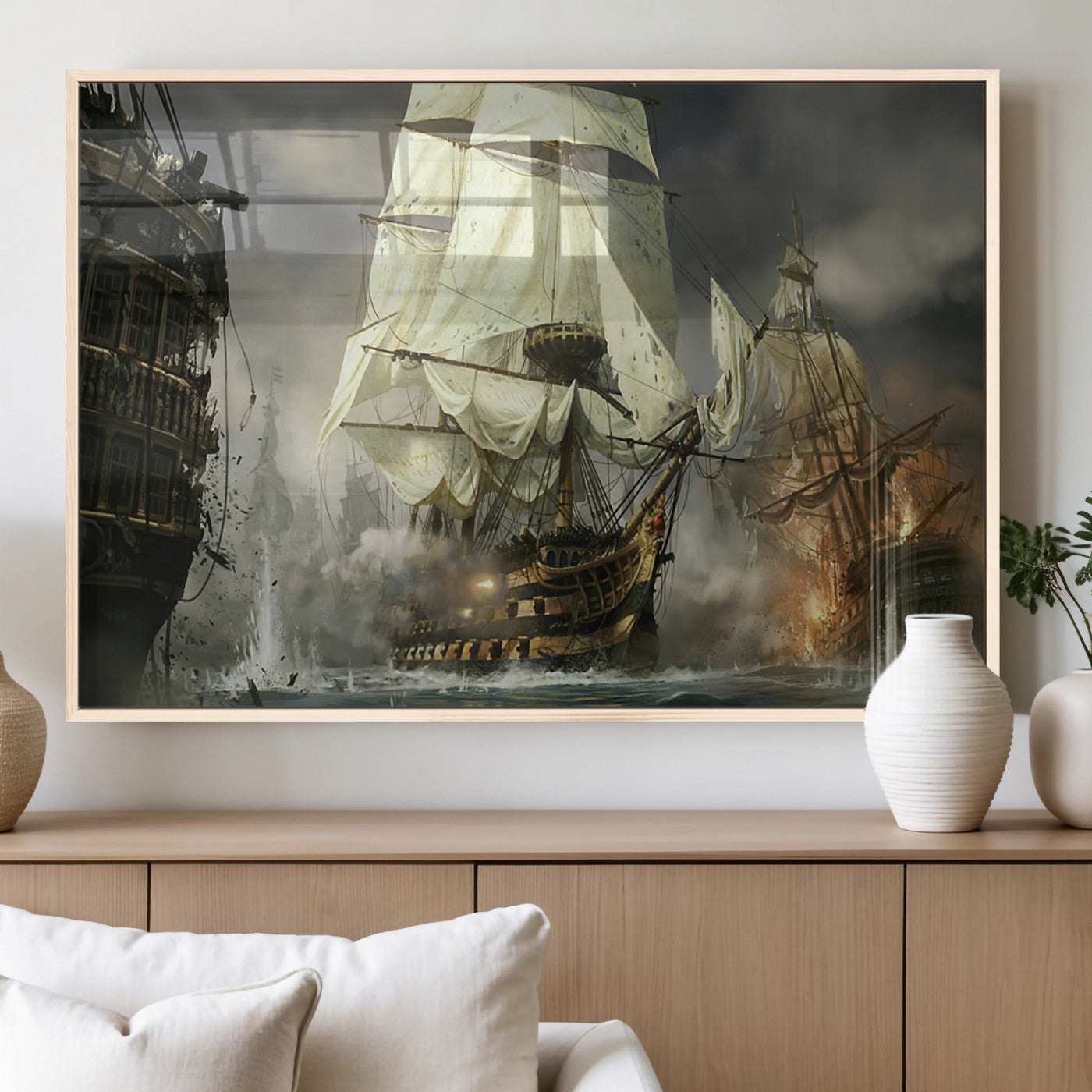 MGV-FP-36X24-3P - Pirate Ship War Wall Art Canvas Print