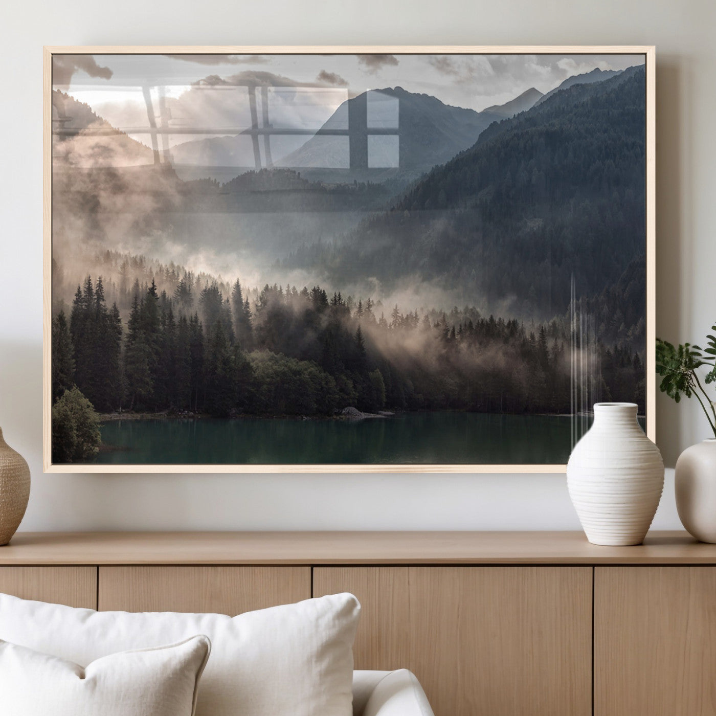 MGV-FP-36X24-3P - Foggy Mountain Canvas Print Forest Wall Art