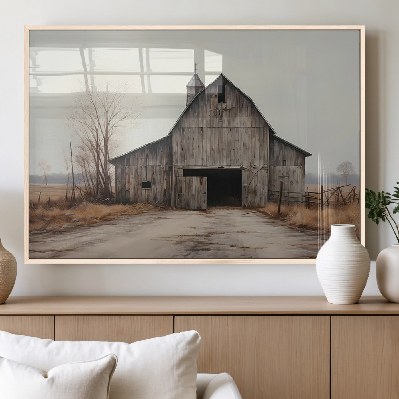 MGV-FP-36X24-3P - Farmhouse Rustic Barn Wall Art Canvas Print – Framed and Ready to Hang – Perfect Addition to
