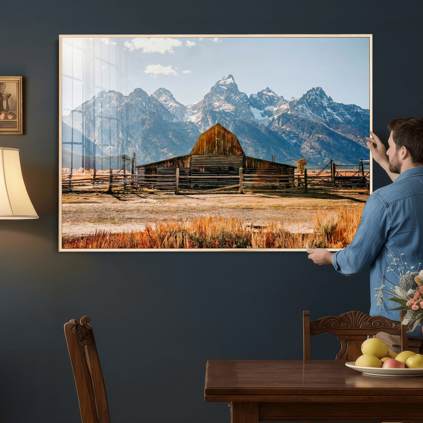 26513-MGV-CV-36X24 - Vintage Old Barn Field Wall Art Canvas Print for Farmhouse Decor - Rustic Barn Wall Art Canvas Print