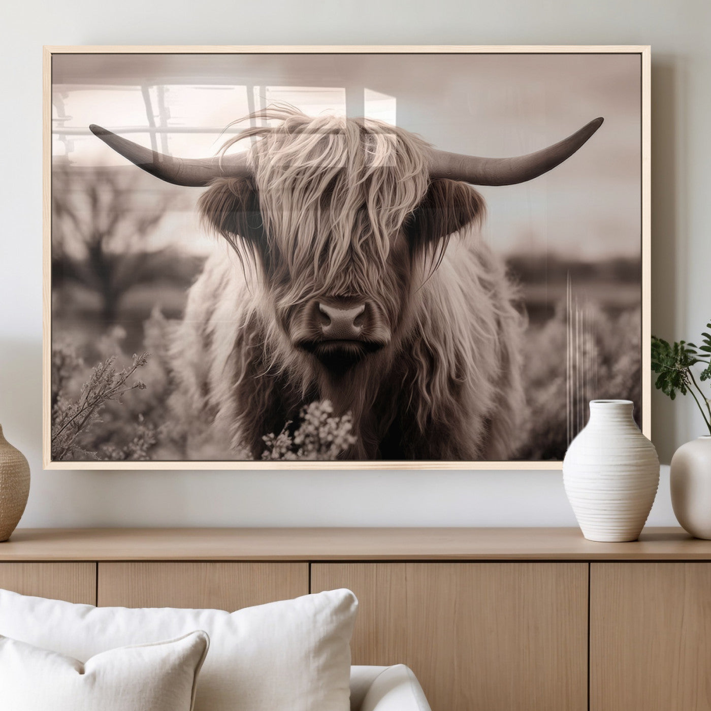MGV-FP-36X24-3P - Scottish Cow Longhorn Wall Art Canvas Print