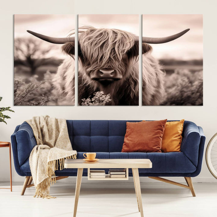 Scottish Cow Longhorn Wall Art Canvas Print.