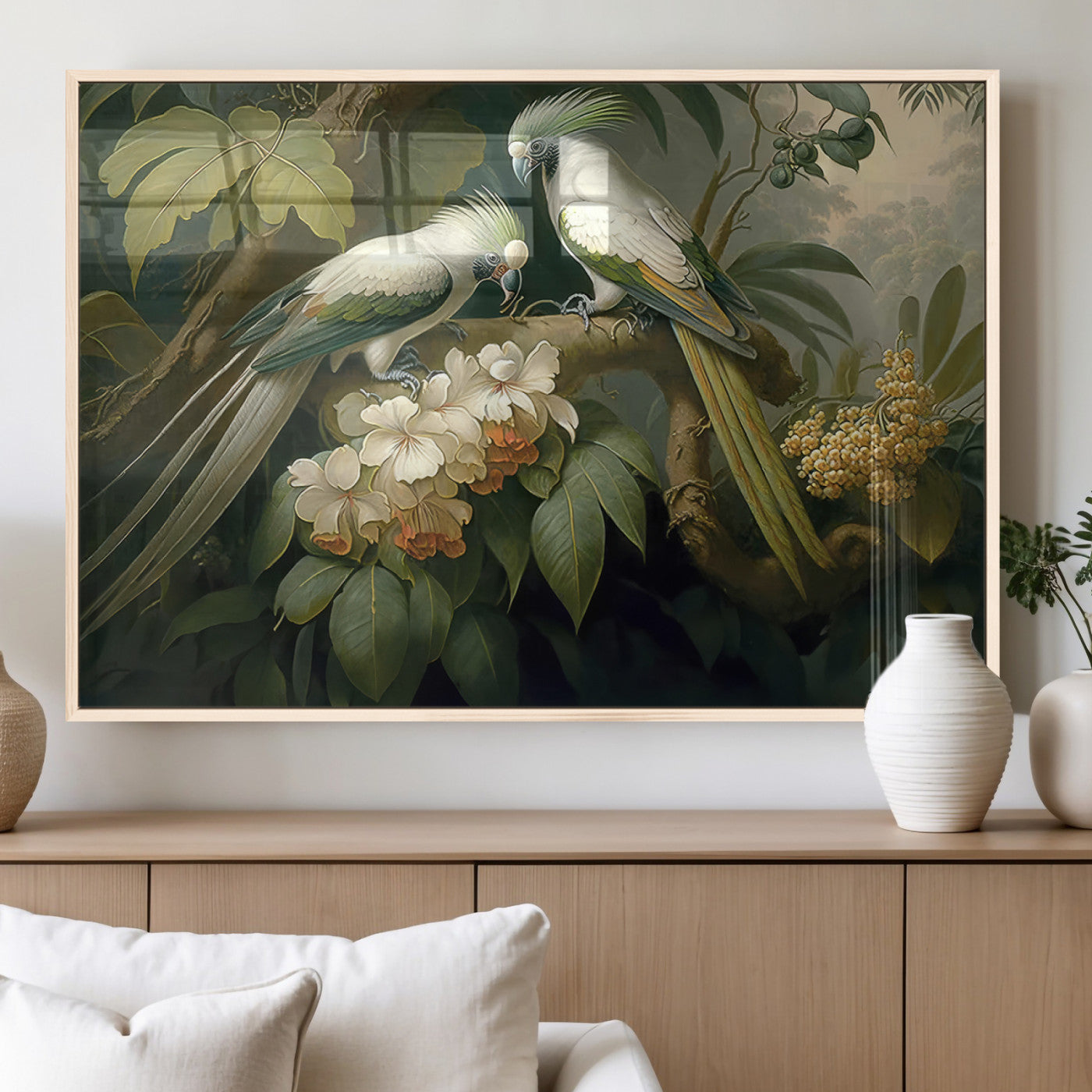 84047-MGV-FP-36X24-3P_Natural-Tropical Paradise Print Wall Art Stunning Artwork of a Parrot in a Lush Forest with Beautiful