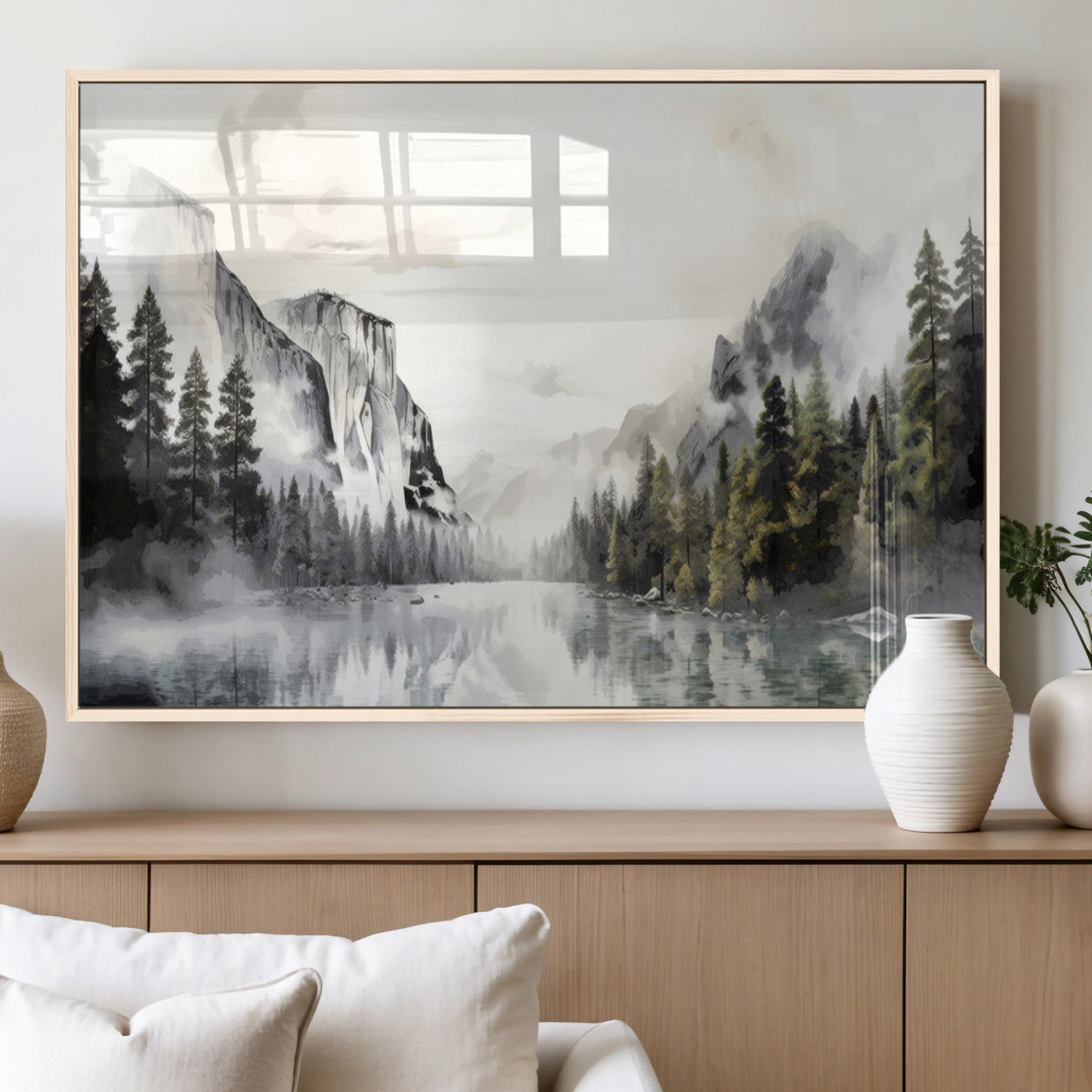 MGV-FP-36X24-3P - Yosemite Valley Wall Art Canvas Print – Framed and Ready to Hang – Majestic Nature Landscape Décor