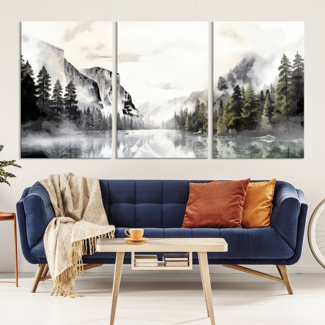 Yosemite National Park Watercolor Wall Art Canvas Print