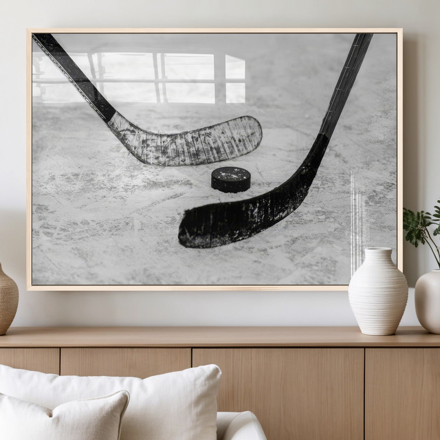 MGV-FP-36X24-3P - Winter Ice Hockey Sport Canvas Wall Art Print - Hockey Wall Art Print