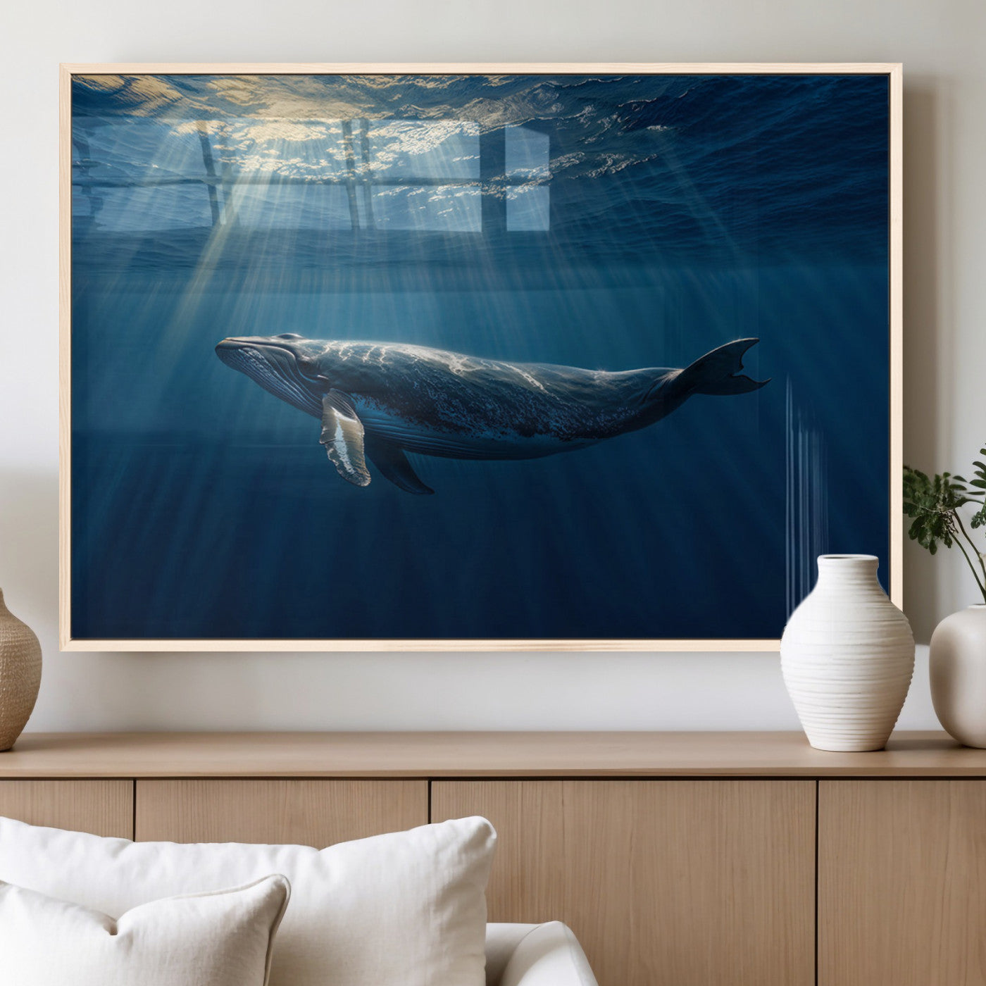 18052-MGV-FP-36X24-3P_Natural-Whale under Ocean Wall Art Canvas Print