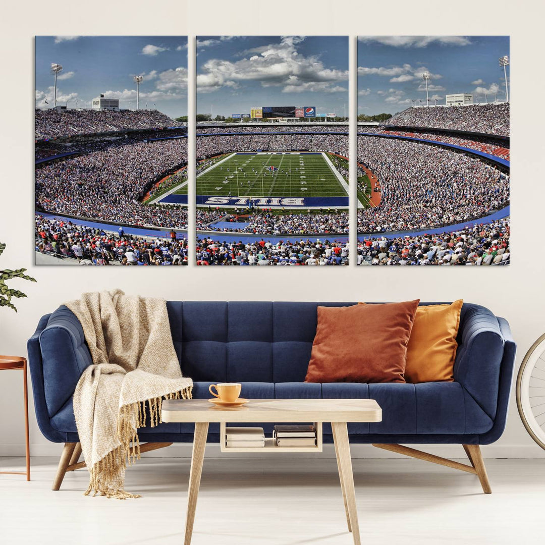 Buffalo Bills Football Team Print - Highmark Stadium Wall Art Canvas Print - Bills Stadium Game Day Triple Canvas Wall Art - Buffalo Bills NFL Match