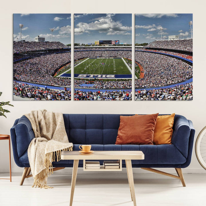 Buffalo Bills Football Team Print - Highmark Stadium Wall Art Canvas Print - Bills Stadium Game Day Triple Canvas Wall Art - Buffalo Bills NFL Match