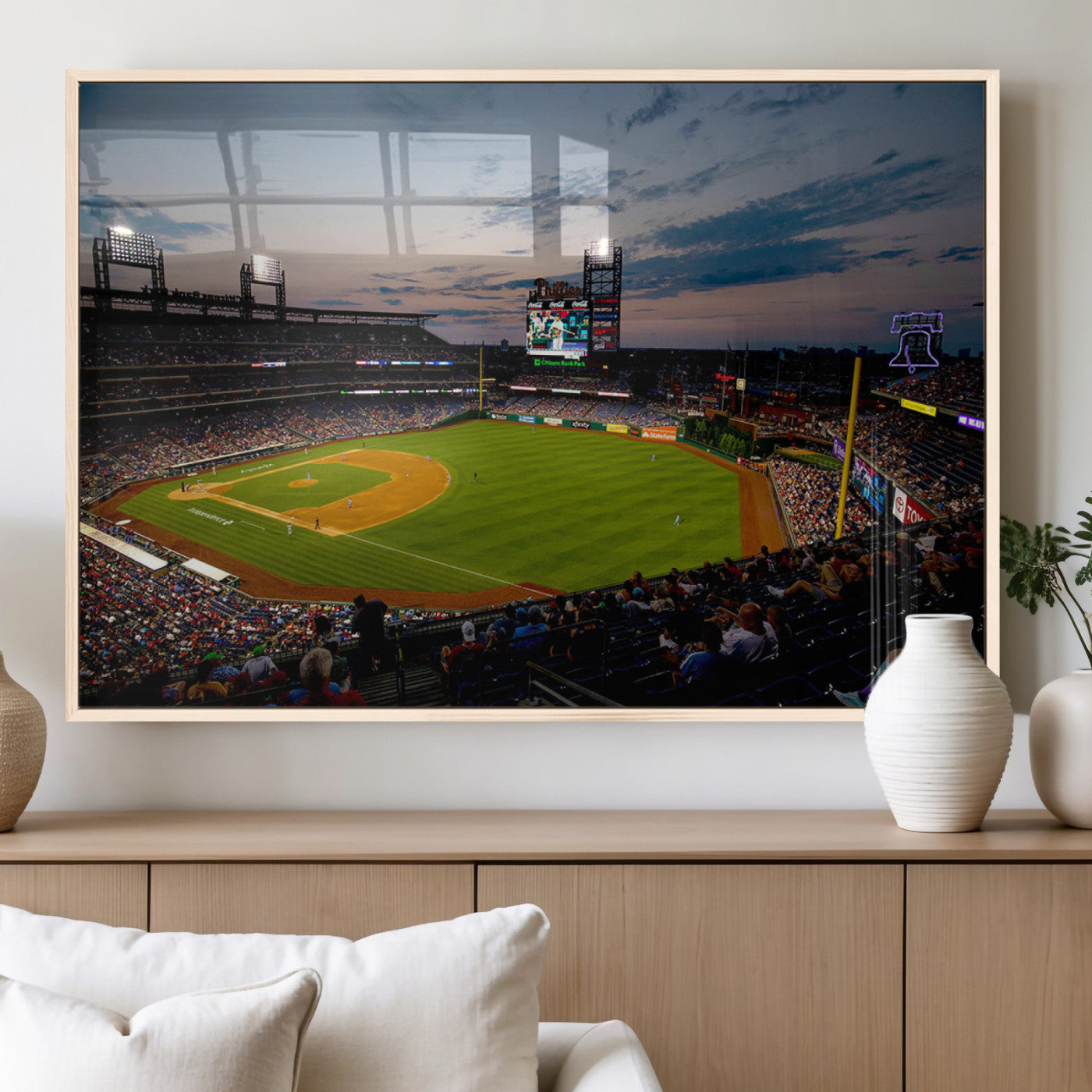 17415-MGV-FP-36X24-3P_Natural-Philadelphia Phillies Baseball Team Print - Citizens Bank Park Stadium Wall Art Canvas Print