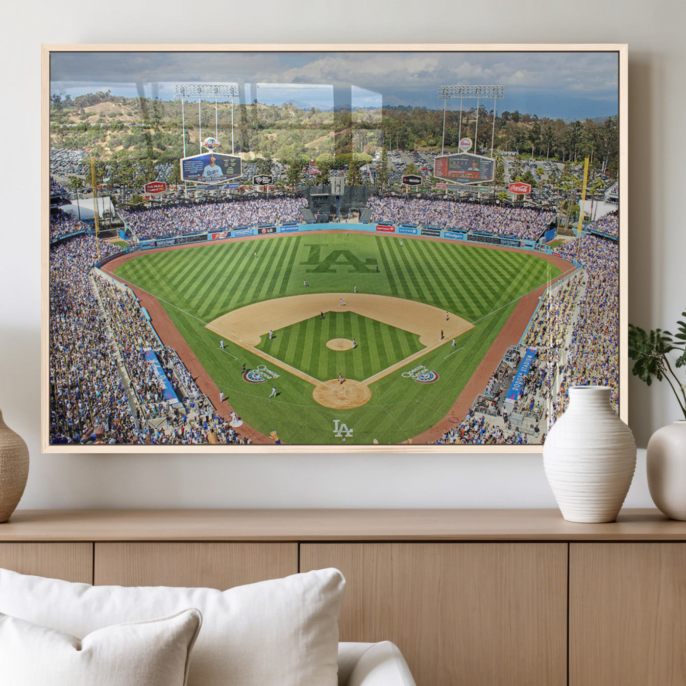 34760-MGV-FP-36X24-3P_Natural-Citi Field Wall Art Print | 3-Panel New York Mets Baseball Stadium Canvas Print | Framed Sports
