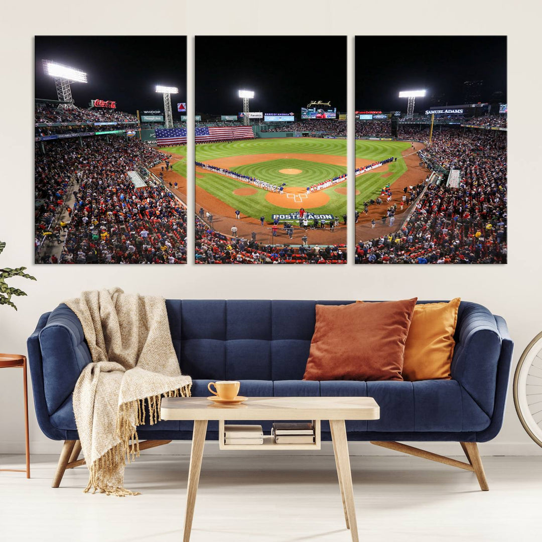 Fenway Park Postseason Triple Canvas Wall Art - Boston Red Sox Historic Game