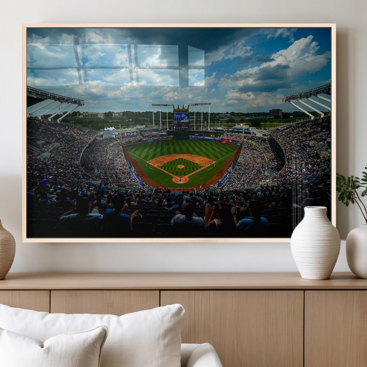 MGV-FP-36X24-3P - 3-Panel Kauffman Stadium Wall Art Print | Large Kansas City Royals Baseball Canvas Print for Sports
