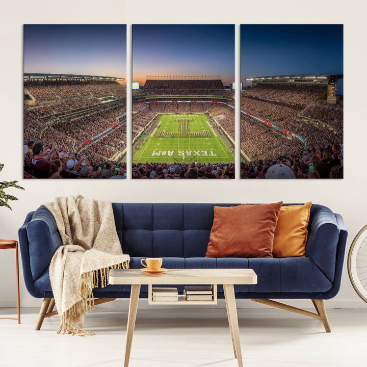 Texas A&M University Aggies Football Team Print - College Station Kyle Field Stadium Wall Art Canvas Print