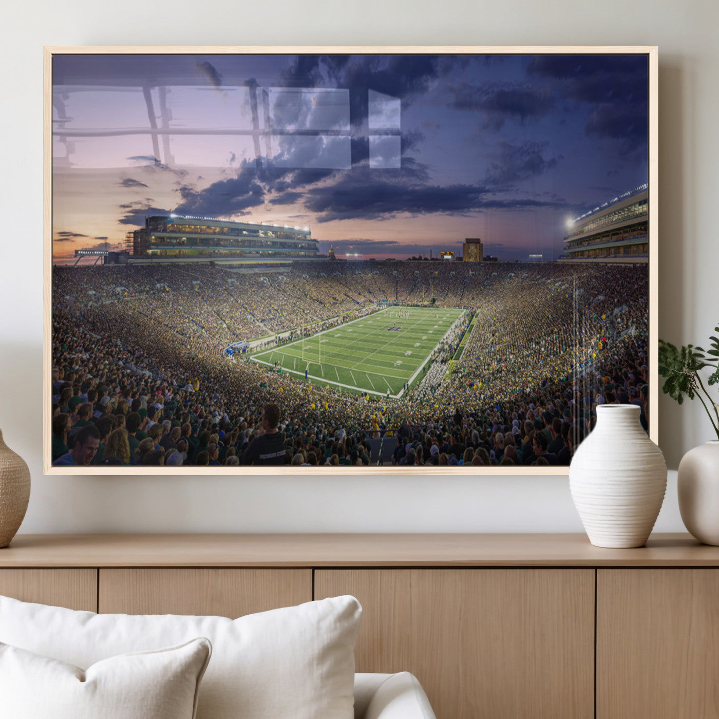 MGV-FP-36X24-3P - Notre Dame Fighting Irish Football Team Print - Notre Dame Stadium Wall Art Canvas Print
