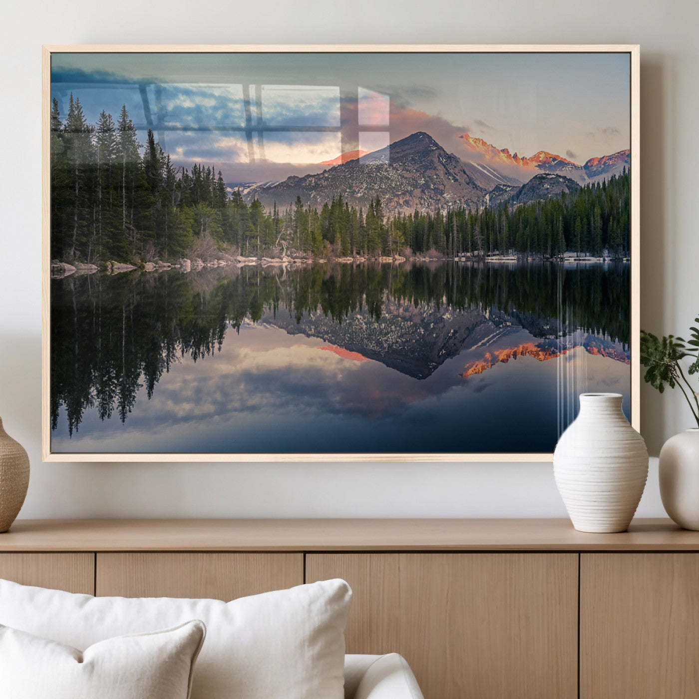 MGV-FP-36X24-3P - Bear Lake Reflection at Rocky Mountain National Park Wall Art Canvas Print, Scenic Mountain Landscape Canvas Print Set | Mountain Lake Wall Art Print