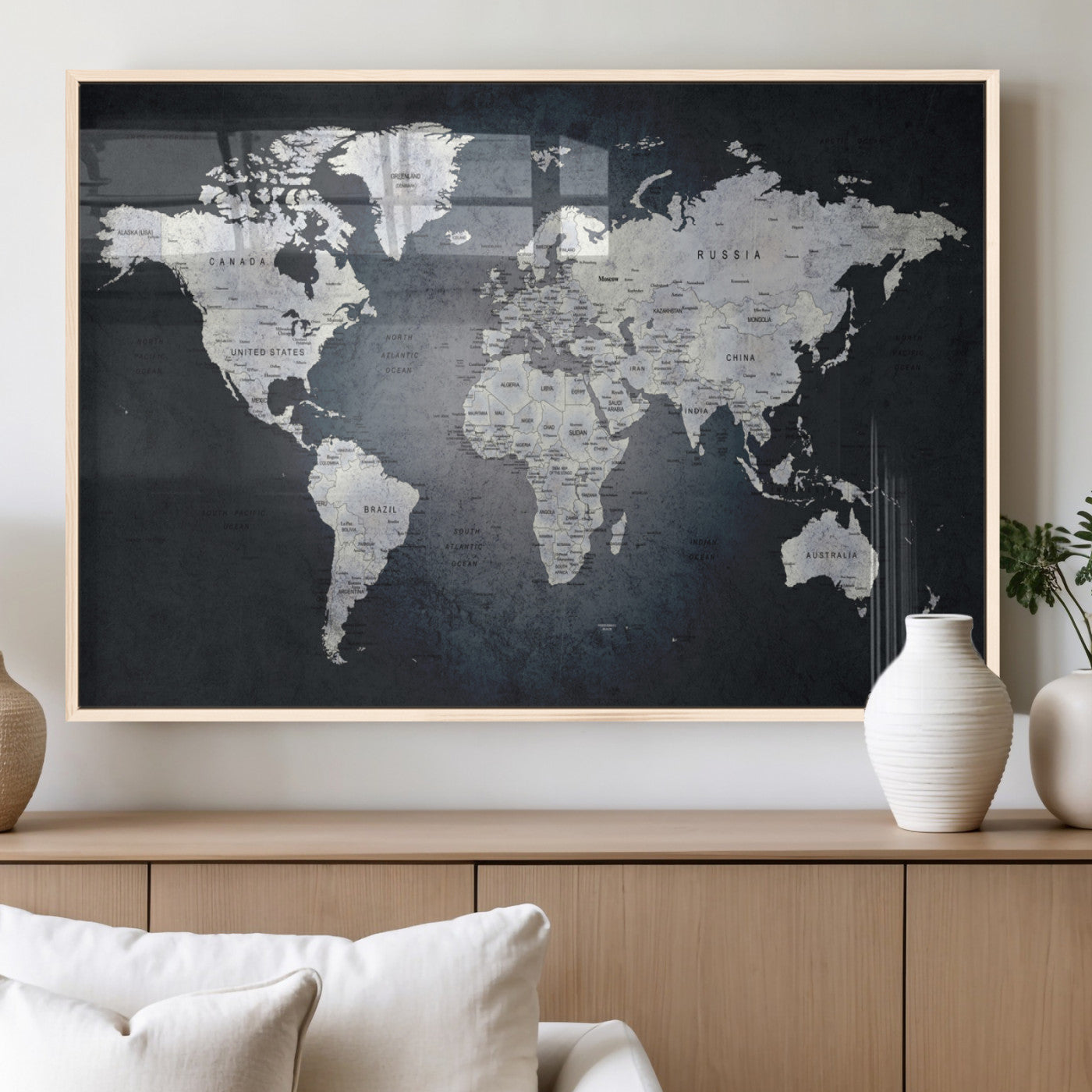 MGV-FP-60X30-3P - World Map Wall Art Canvas Print for Home and Office Decor