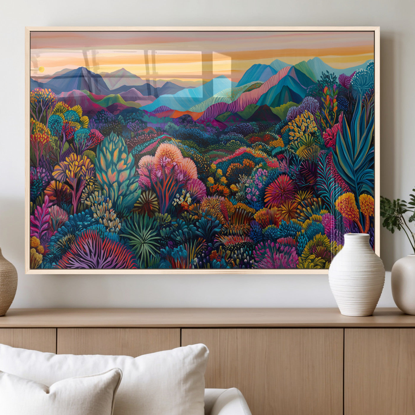 MGV-FP-60X30-3P - Colorful Abstract Landscape Wall Art Print Canvas - Vibrant Modern Decor for Living Room, Office, or