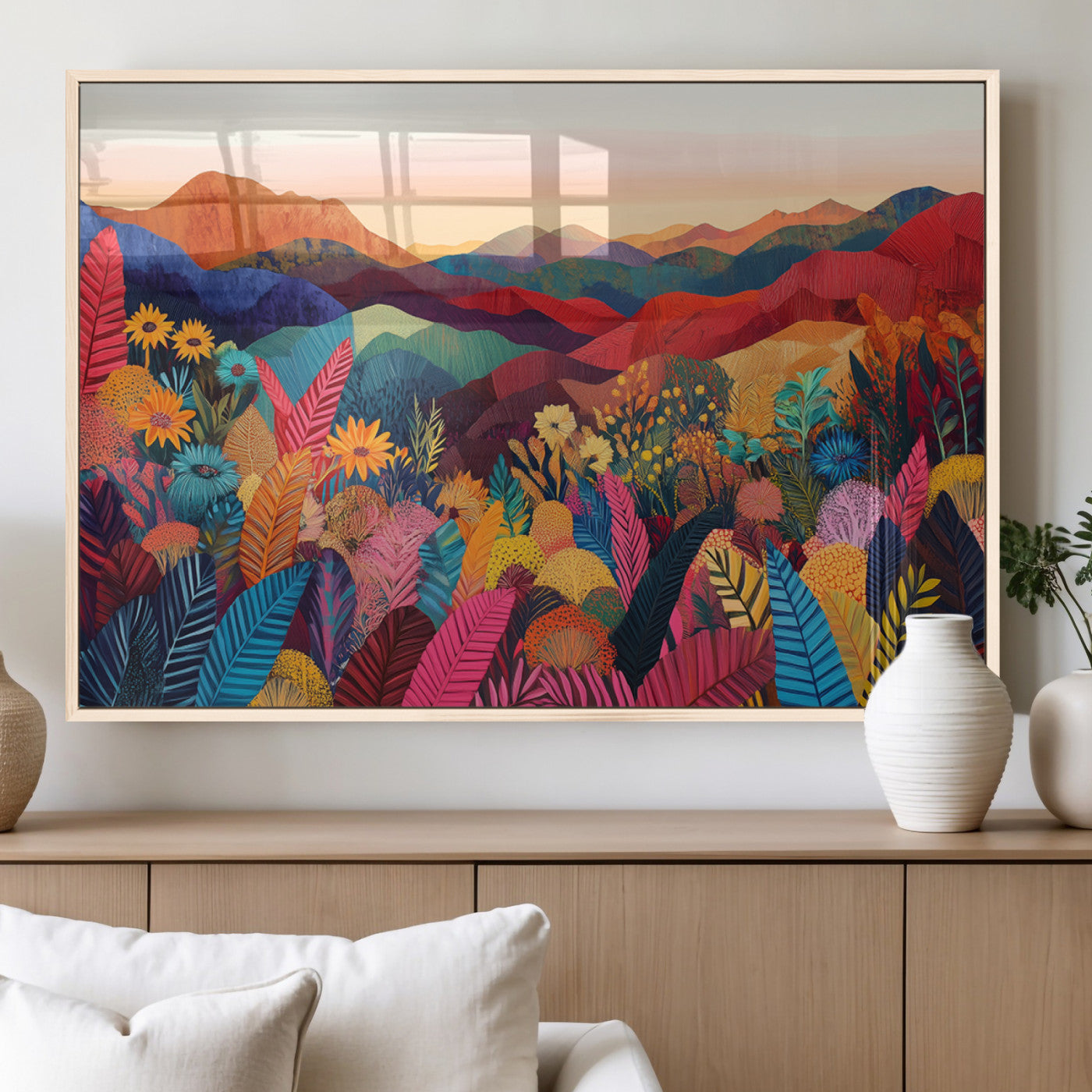 MGV-FP-60X30-3P - YAYOI KUSAMA Abstract Print - Landscape Canvas Wall Art Print - Vibrant Modern Decor for Living
