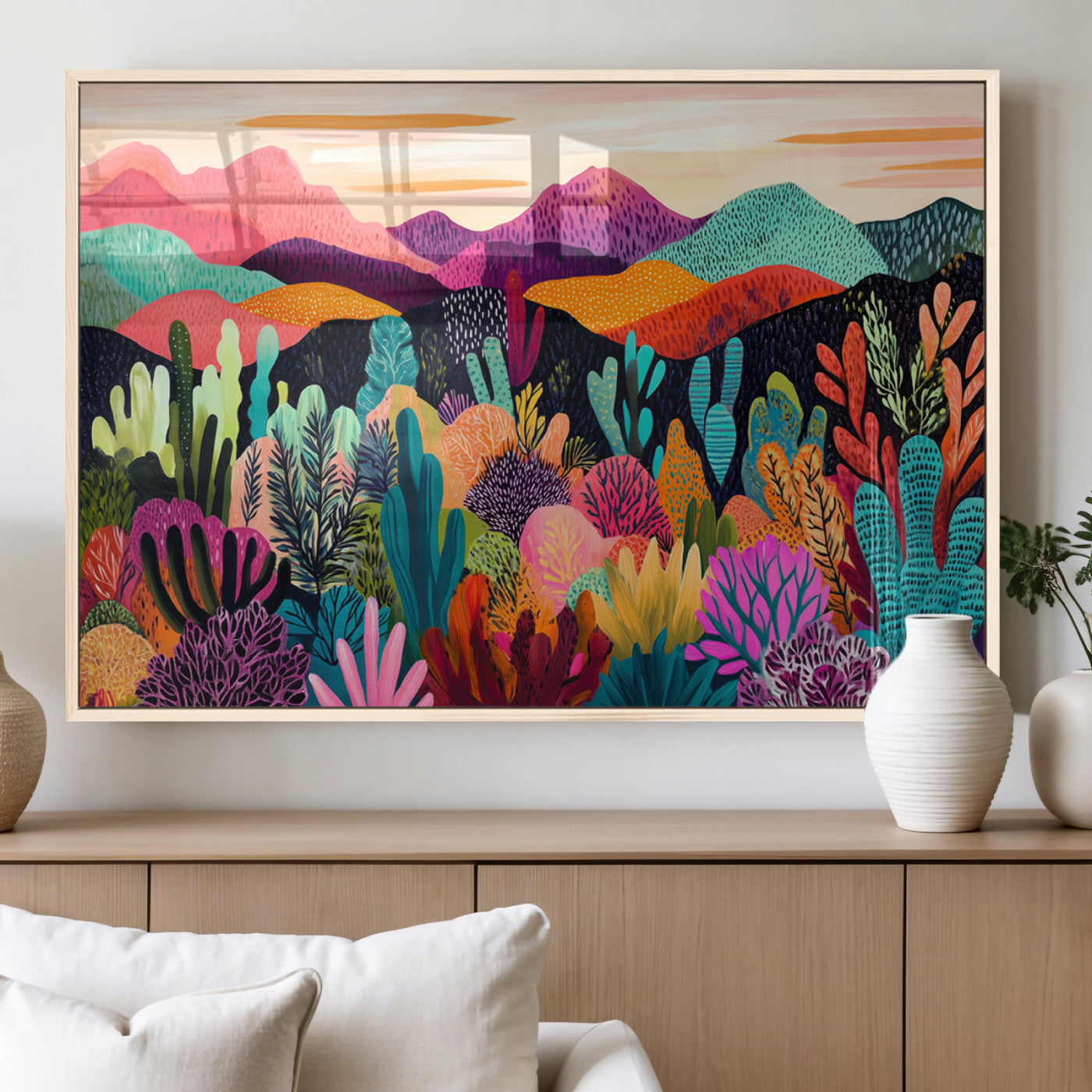 MGV-FP-60X30-3P - Abstract Kusama Print - Landscape Canvas Wall Art Print - Vibrant Modern Decor for Living Room,