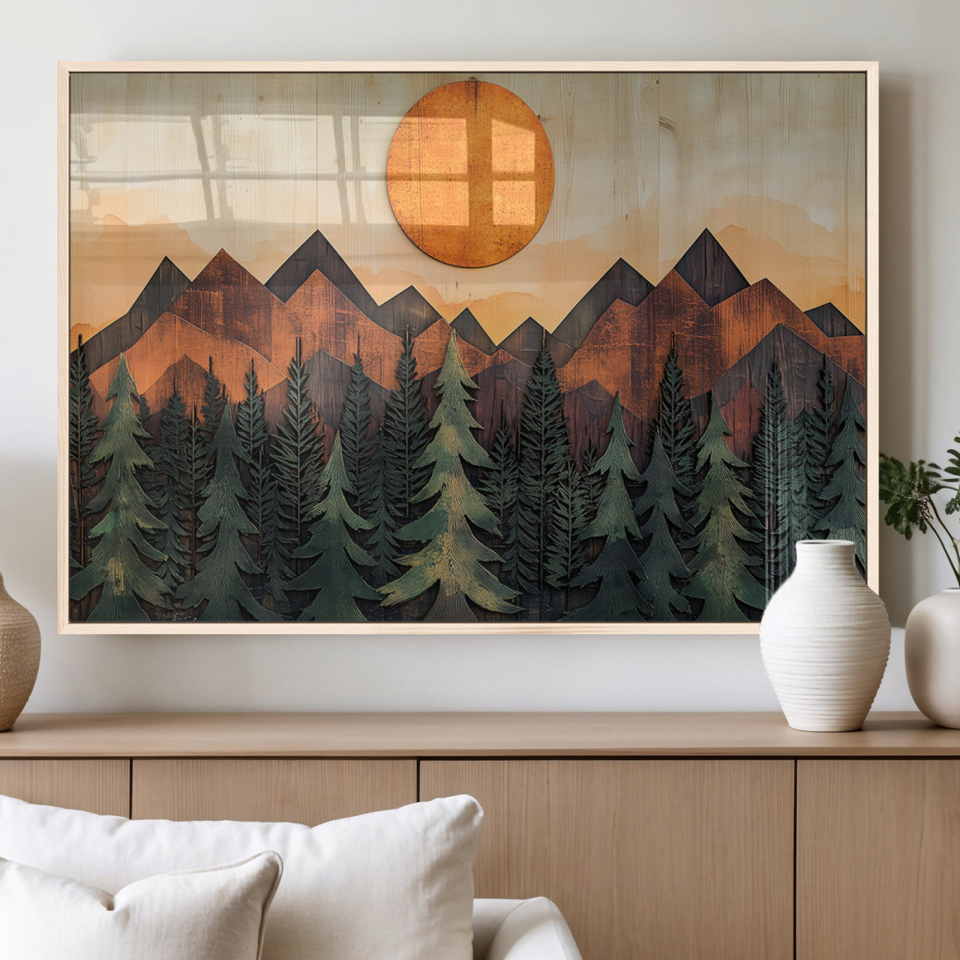 MGV-FP-60X30-3P - Sunset Mountain Landscape Canvas Wall Art Print - Nature Decor for Living Room, Office