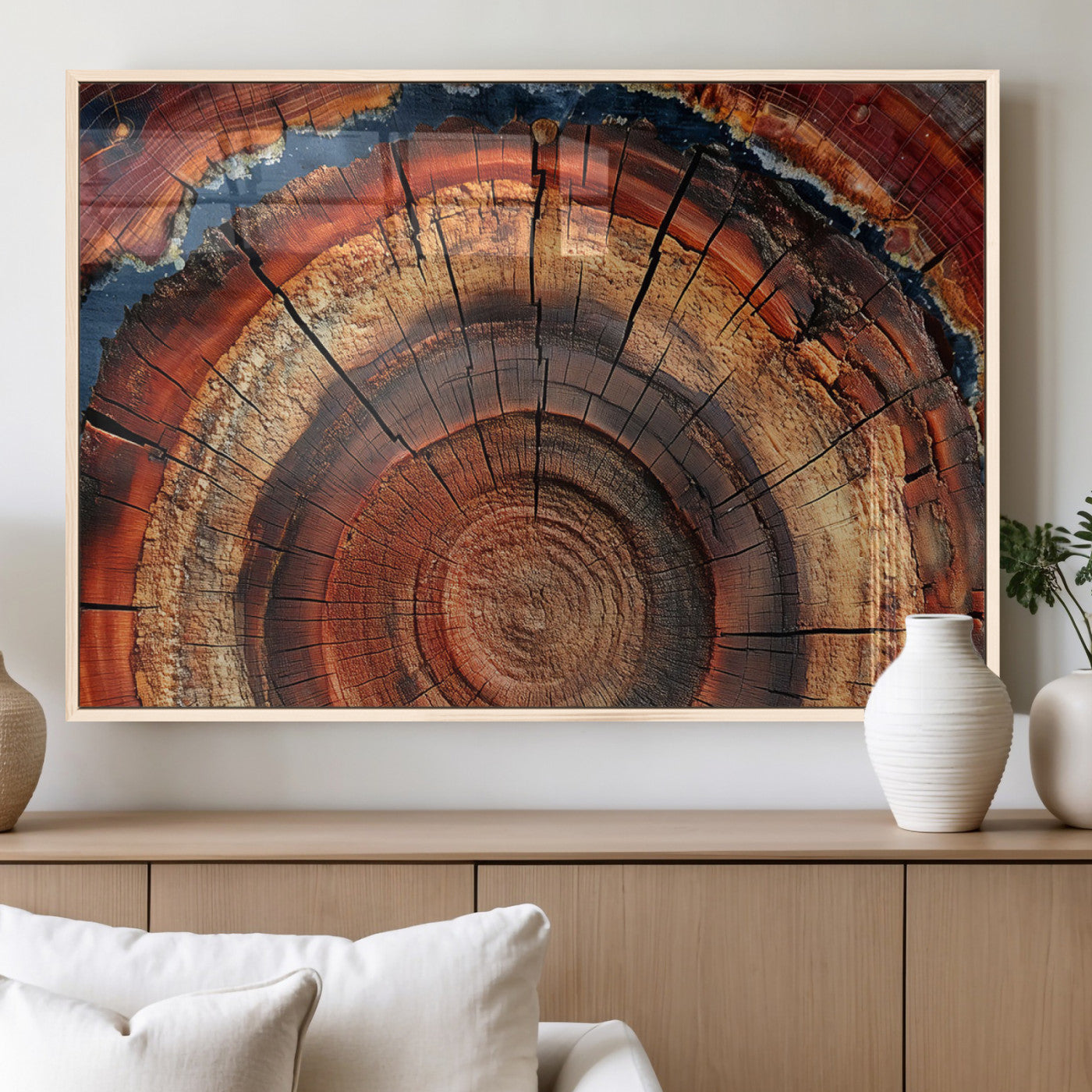 MGV-FP-60X30-3P - Abstract Tree Ring Art, Colorful Tree Ring Wall Decor, Minimalist Home Canvas Art, Modern Farmhouse