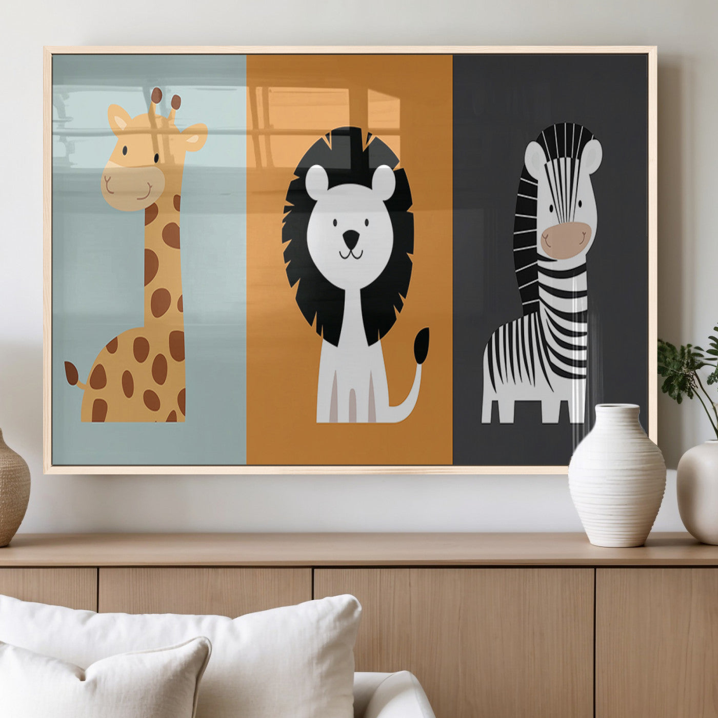MGV-FP-36X24-3P - Boho Jungle Animal Nursery Wall Art Prints - Safari Decor in Earth Tones for Modern and Stylish