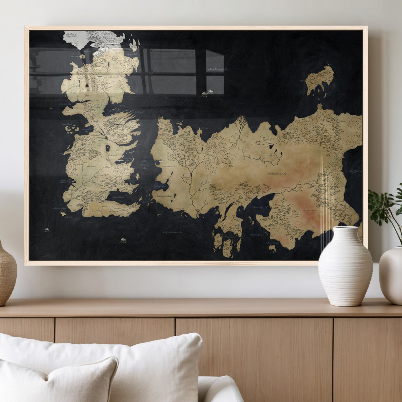 MGV-FP-36X24-3P - Push Pin World Map Canvas Print – Framed Wall Art for Couples to Track Their Travels – Anniversary