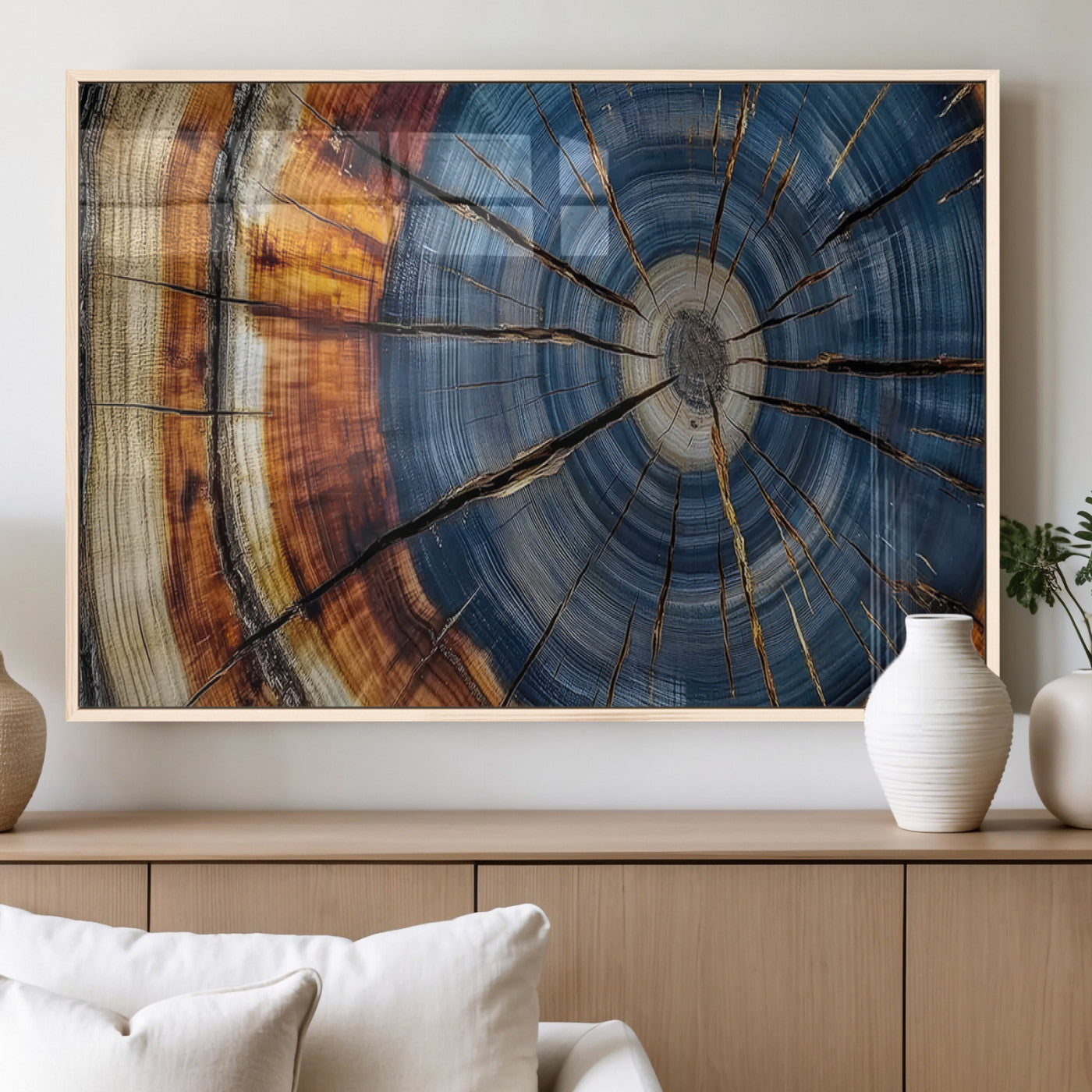 MGV-FP-60X30-3P - Abstract Tree Rings Canvas Wall Art - Wood Grain Canvas Print - Nature-Inspired Modern Wood Grain