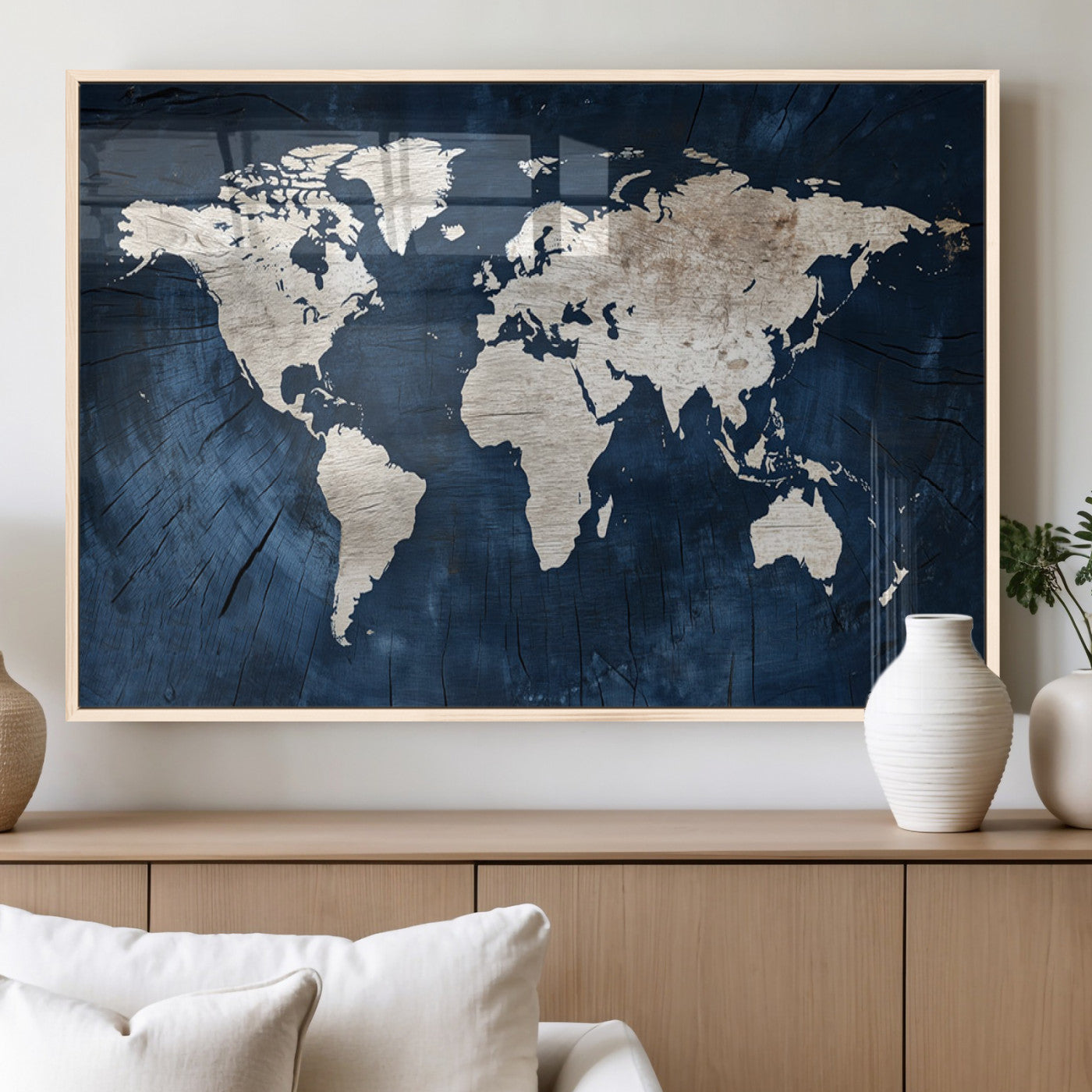 MGV-FP-36X24-3P - Push Pin World Map Canvas Print – Framed Wall Art for Couples to Track Their Travels – Anniversary