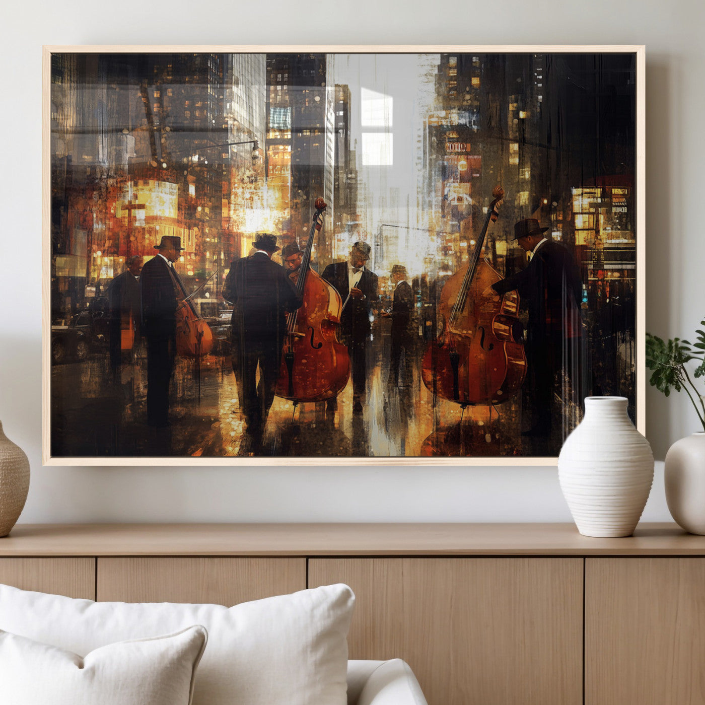 MGV-FP-60X30-3P - Abstract Jazz Art Wall Art Canvas Print - Framed Abstract Music Canvas - Colorful Instrument Poster