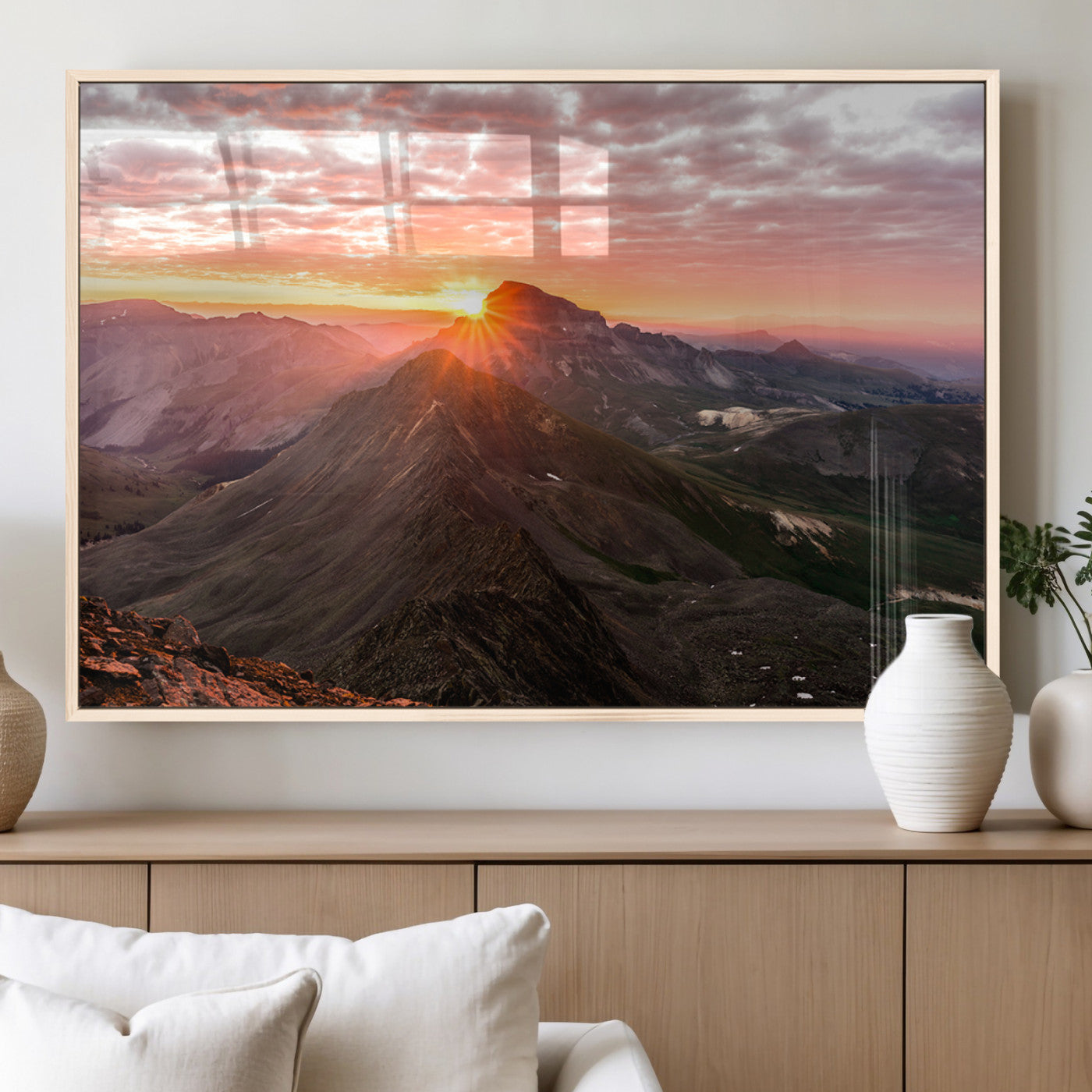 MGV-FP-36X24-3P - Majestic Sunrise Wall Art – Canvas Print of Rugged Mountain Peaks, Vibrant Sky, Serene Landscape, Nature Decor for Home or Office