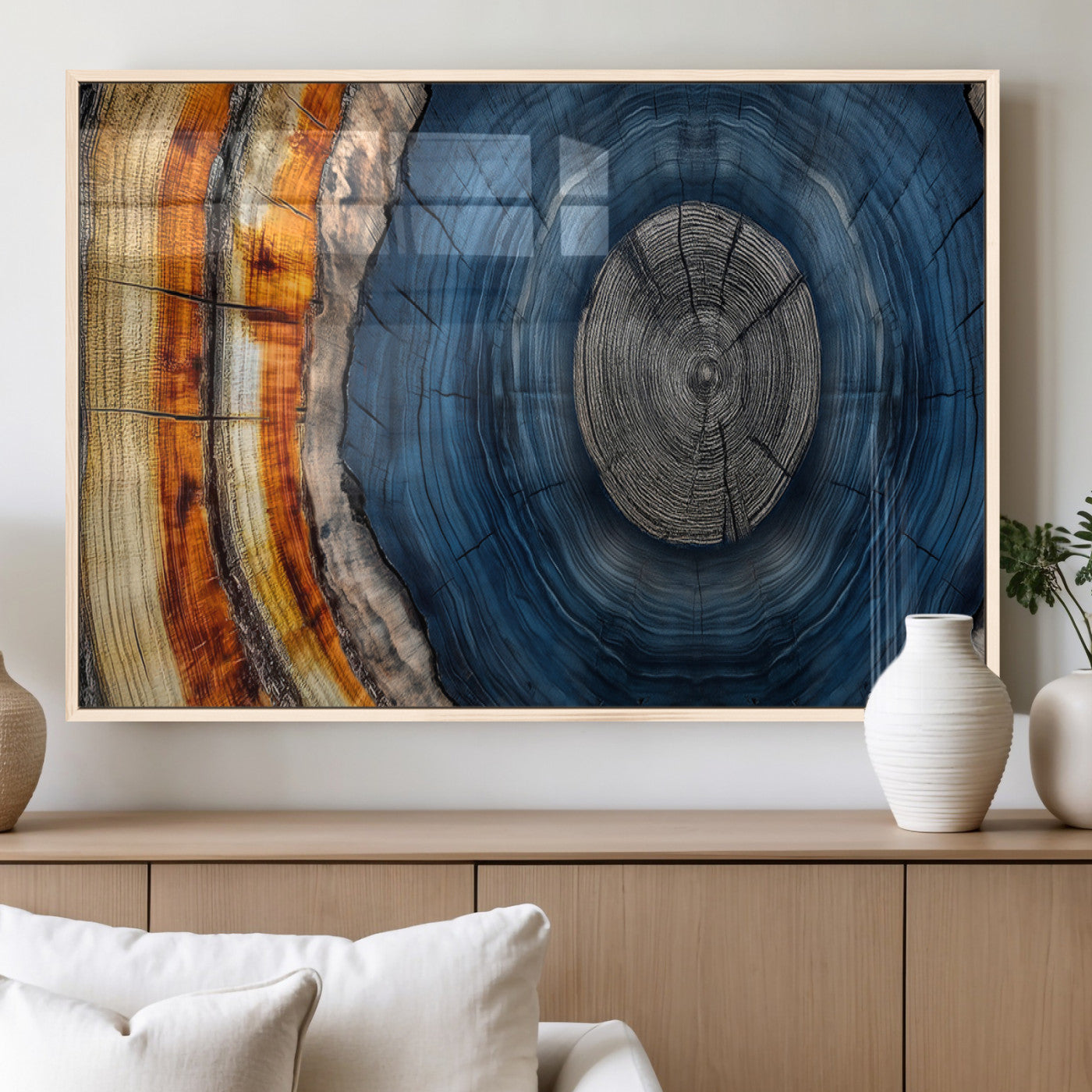 MGV-FP-36X24-3P - Abstract Tree Rings Wall Art Canvas Print - Wood Grain Rings Artwork Print - Nature Woodland Modern