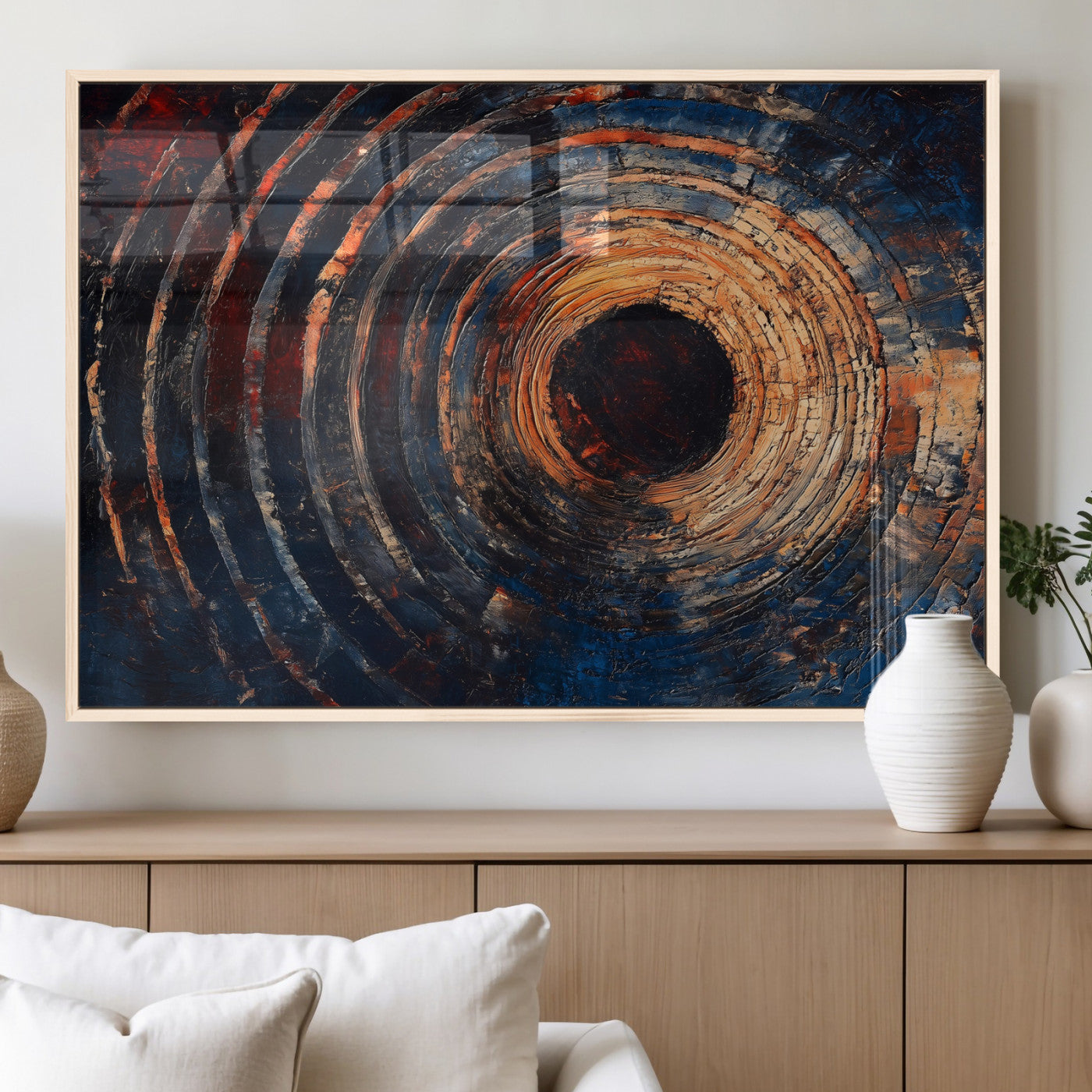 MGV-FP-60X30-3P - Wood Tree Ring Wall Art Canvas Print, Framed Natural Wood Art Picture Print, Rustic Tree Slice Perfect Rustic Decor Artwork