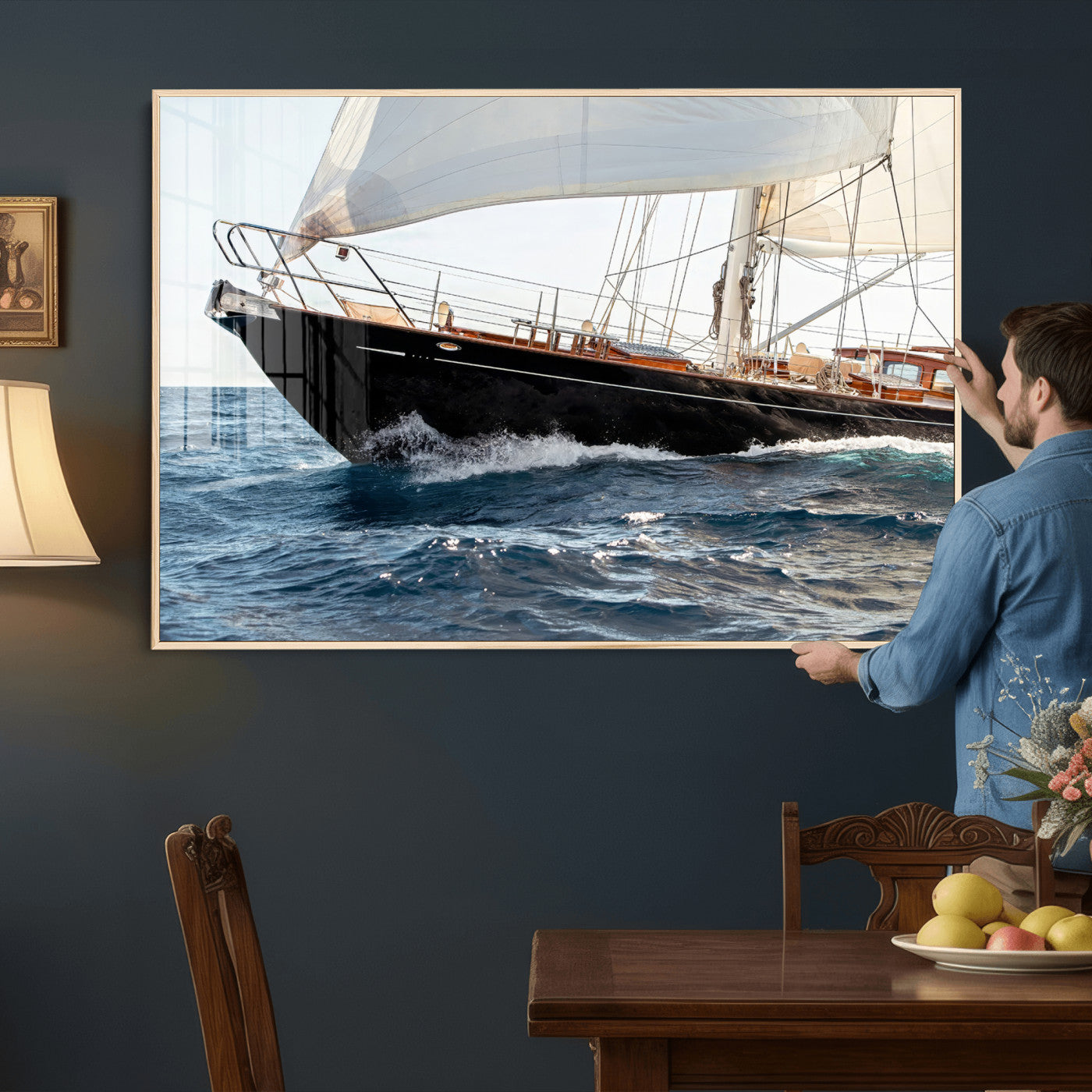 97168626-MGV-CV-36X24 - Boat Yacht Wall Art – Ocean Waves & Sailing Adventure Canvas Print, Nautical Elegance & Marine Journey for Living Room or Luxury Decor