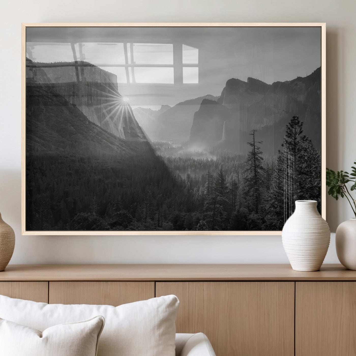 MGV-FP-60X30-3P - Yosemite Valley Wall Art Canvas Print, Framed El Capitan Sunrise Art Picture Print, Misty Mountain Perfect Modern Rustic Decor Artwork