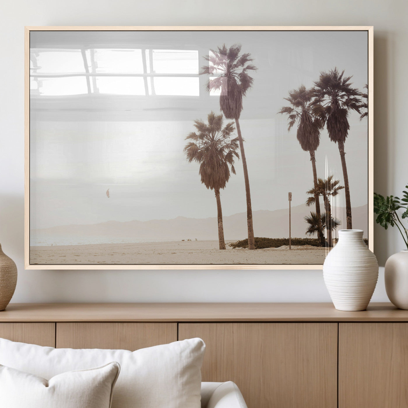 MGV-FP-60X30-3P - Coastal Light Wall Art Canvas Print, Framed Relaxing Shoreline Art Picture Print, Minimalist Ocean Perfect Tropical Serenity Decor Artwork