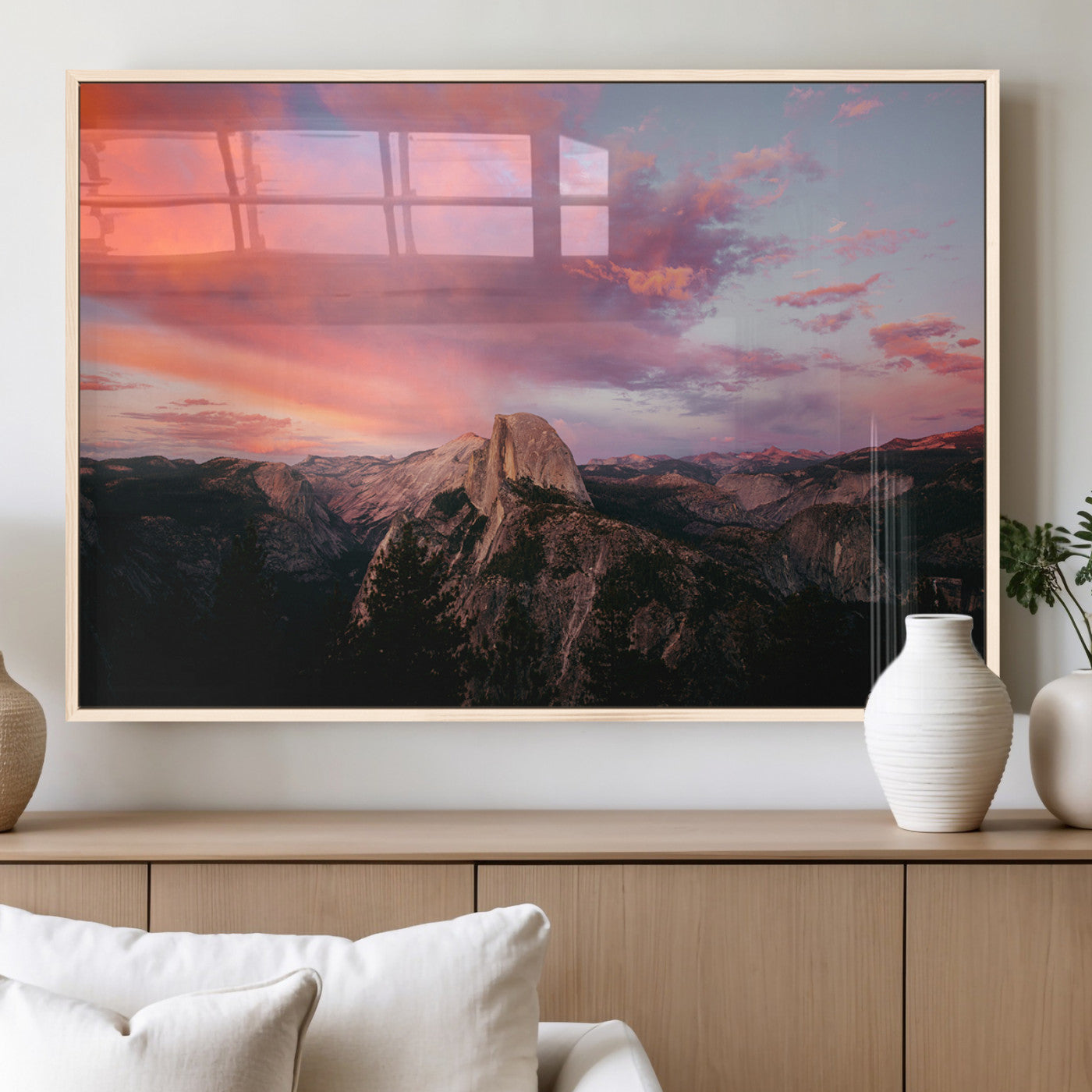 MGV-FP-60X30-3P - Half Dome Wall Art Canvas Print, Framed Yosemite National Park Art Picture Print, Dramatic Sunset Perfect Adventurous Wilderness Decor Artwork