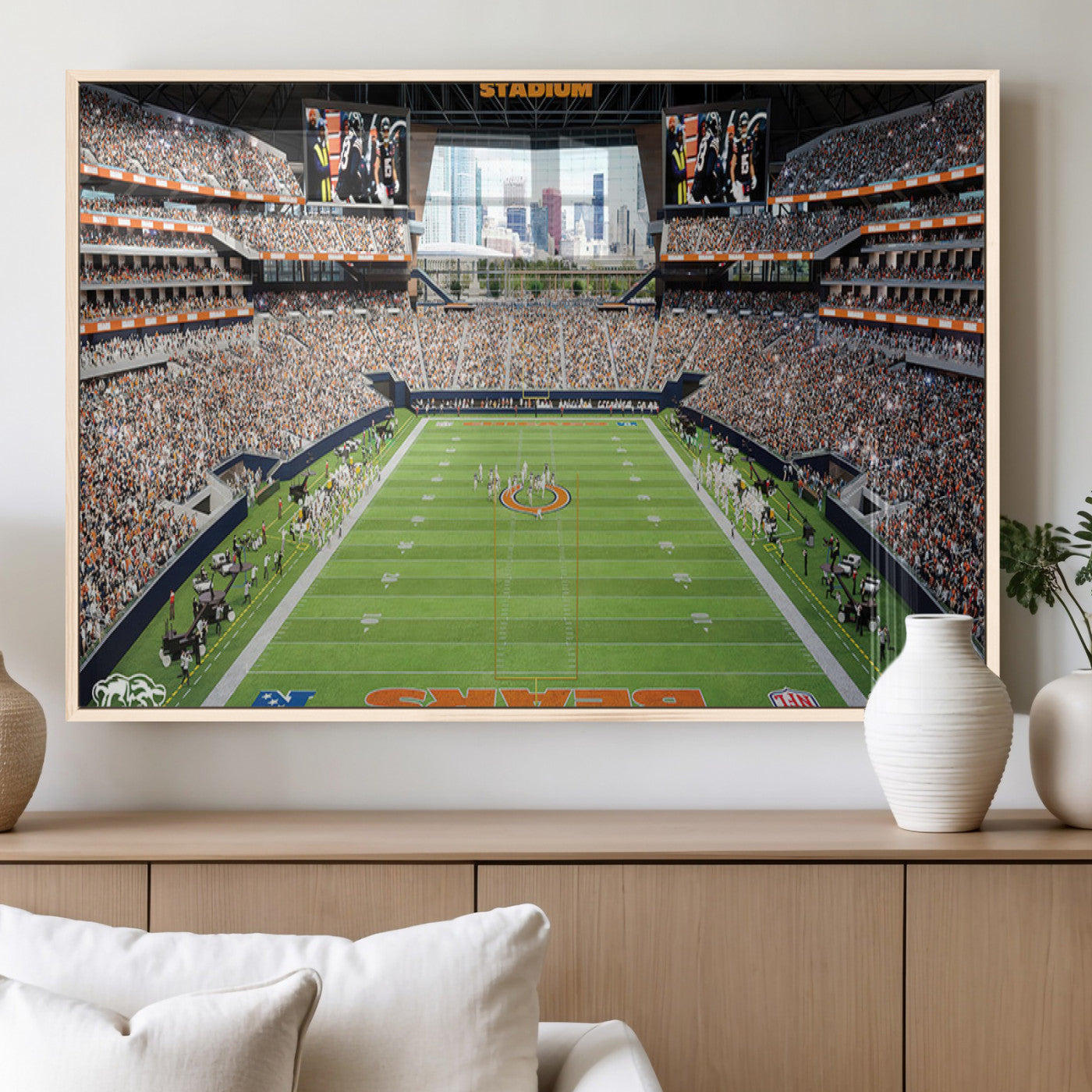 MGV-FP-60X30-3P - Chicago Bears Soldiers Field Wall Art Canvas Print – Framed Football Stadium Artwork for Sports