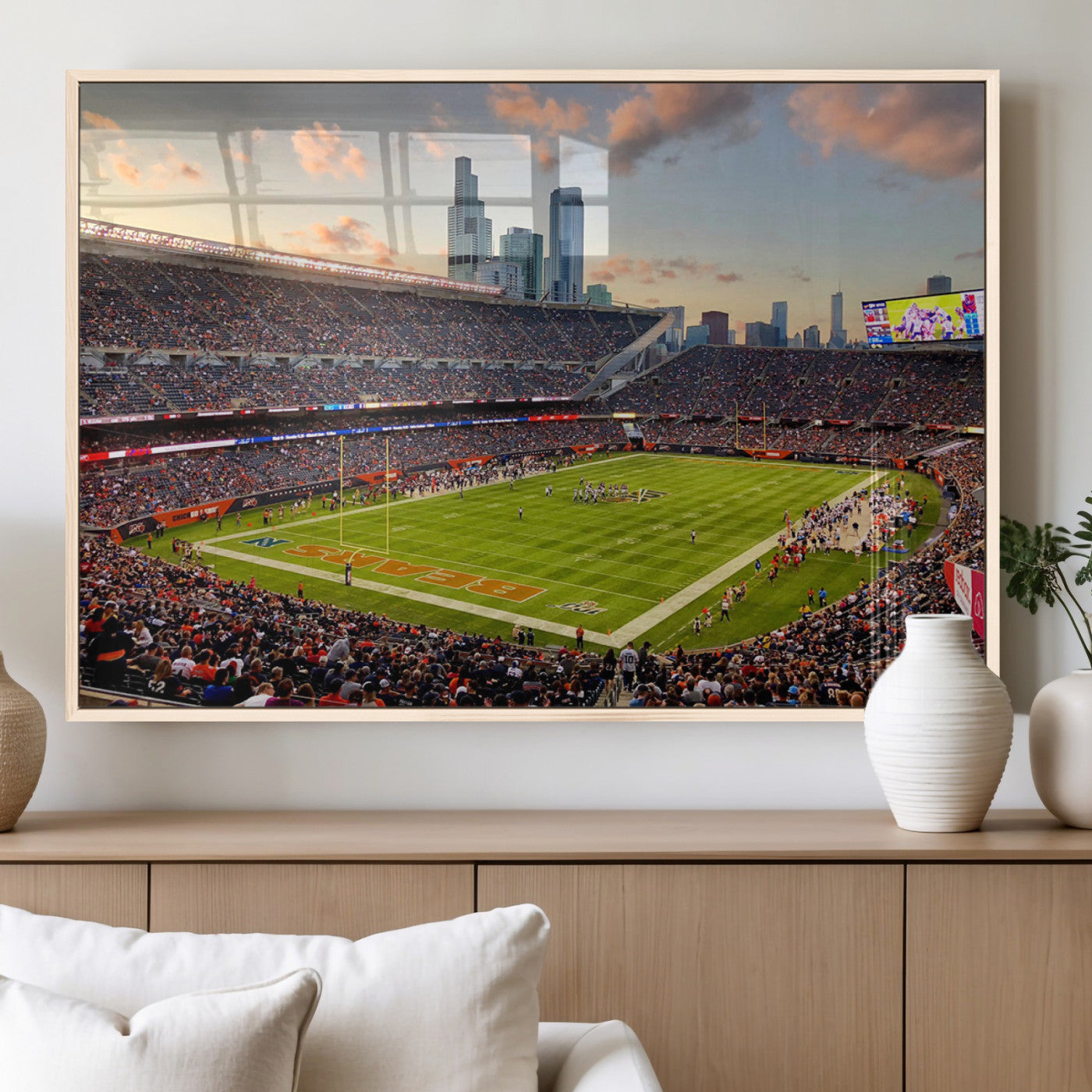 MGV-FP-60X30-3P - Chicago Bears Soldiers Field Wall Art Canvas Print – Framed Football Stadium Artwork for Sports