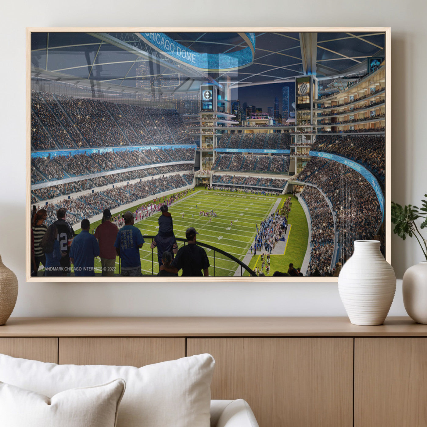 MGV-FP-60X30-3P - Chicago Bears Soldiers Field Wall Art Canvas Print – Framed Football Stadium Artwork for Sports