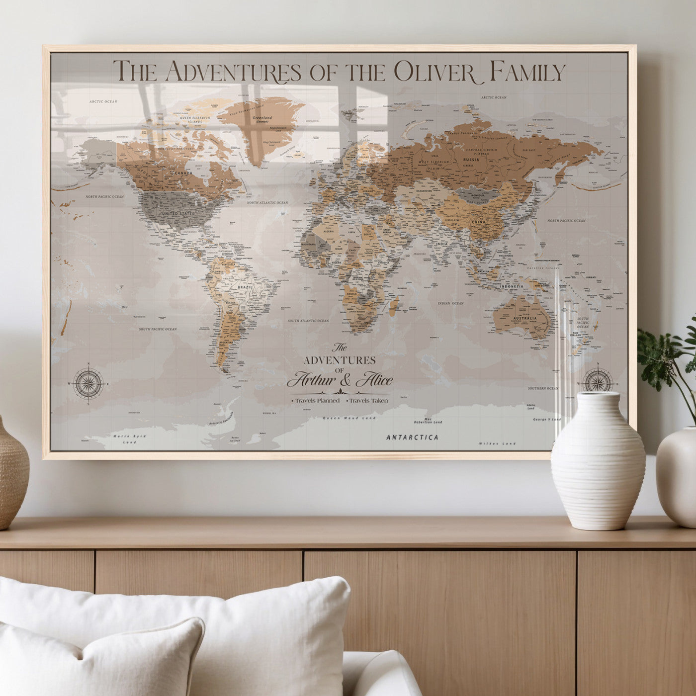MGV-FP-60X30-3P - World Travel Map with Pins – Push Pin Maps of Where I've Been, Framed Wall Map for Travel Memories,
