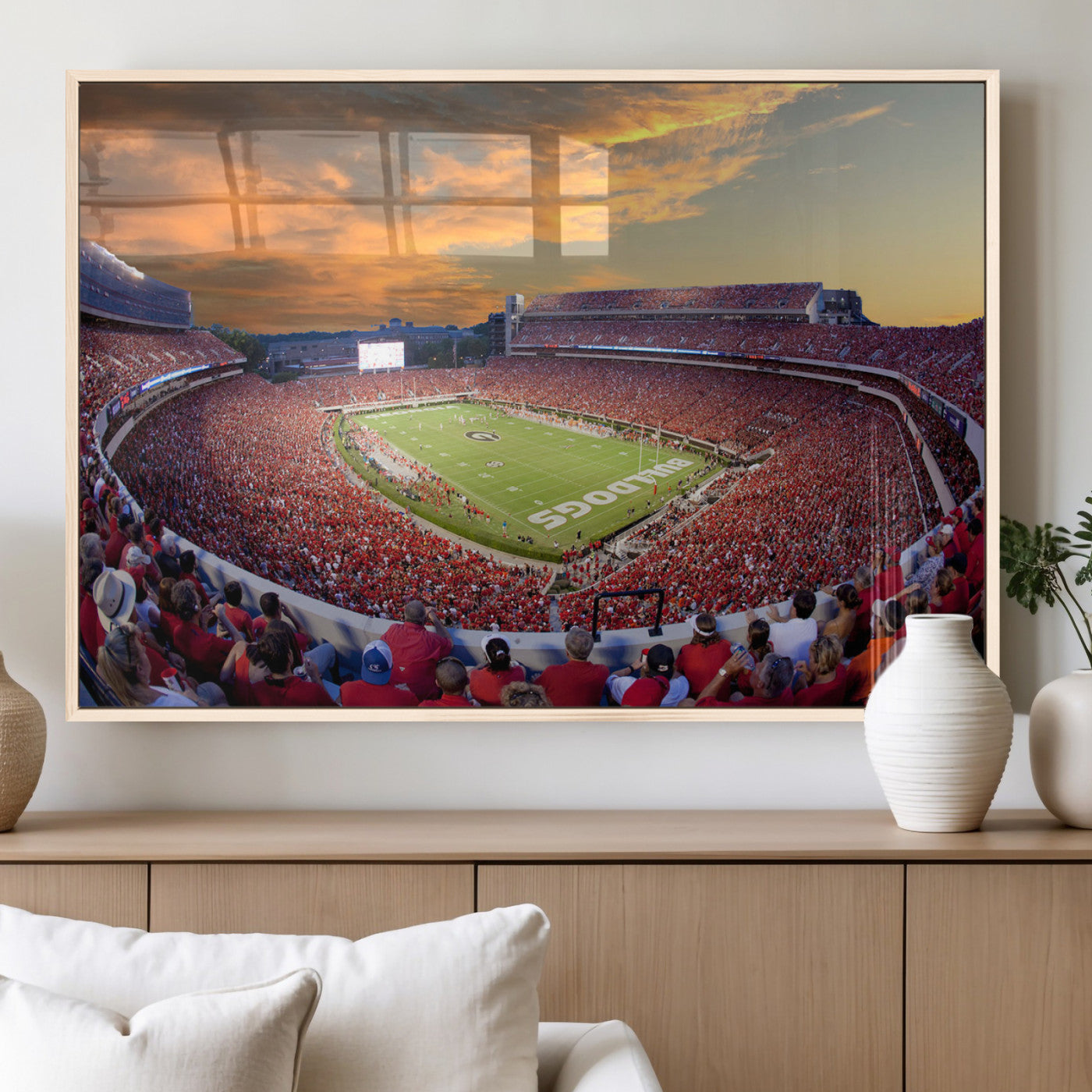 73680988-MGV-CV-60X30-3P-Dooley Stadium Wall Art Print, Sports Arena Canvas Wall Art, Dooley Field at Sanford Stadium Canvas Print, Modern Athletic Field Art Printing