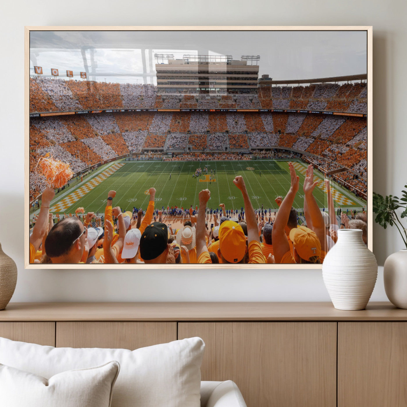 76011417-MGV-CV-60X30-3P-Tennessee Neyland Stadium Wall Art Print, Sports Arena Canvas Wall Art, Panoramic Stadium Canvas Print, Modern Athletic Field Art Printing