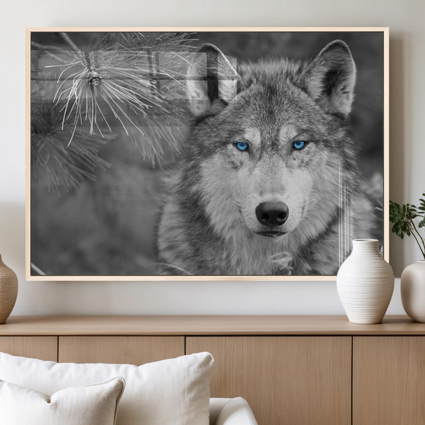 MGV-FP-60X30-3P - Wild Wolf Blue Eye Wall Art Canvas Print
