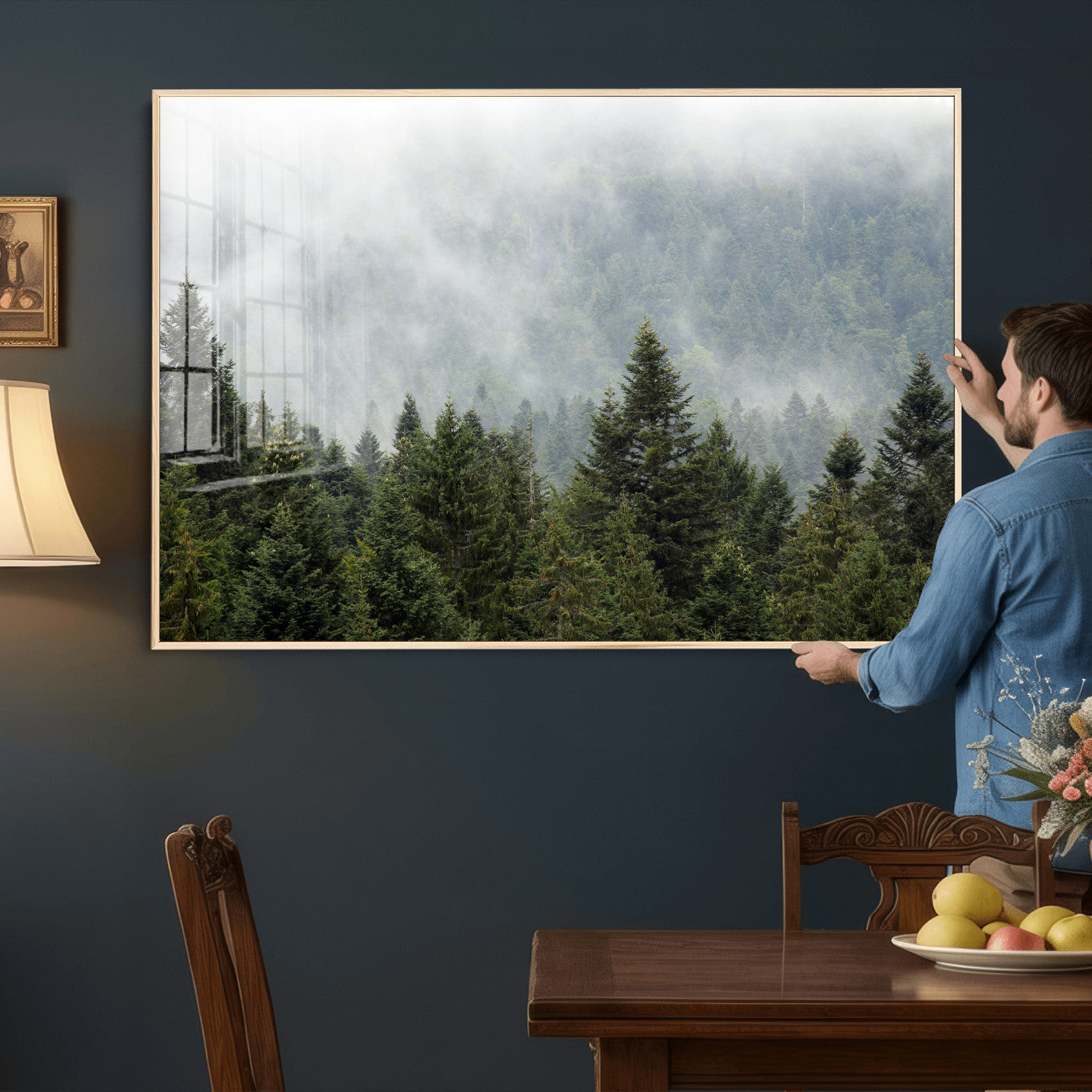 37010054-MGV-CV-36X24 - Misty Mountain Forest Wall Art Canvas Print