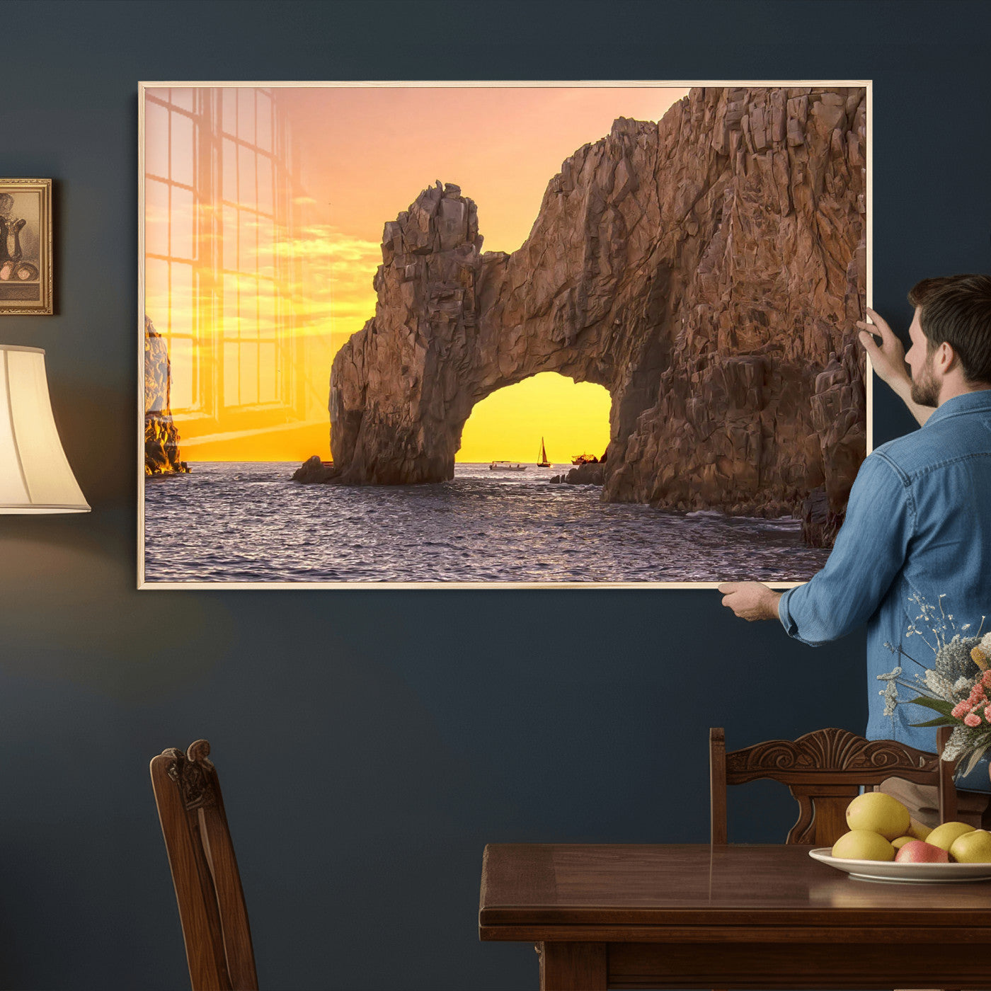 66414515-MGV-CV-36X24 - El Arco Cabo San Lucas Ocean Arch Wall Art Canvas Print, Baja California Rock Arch Seascape Canvas Print, Mexico Coastal Landmark Scenic Art Printing